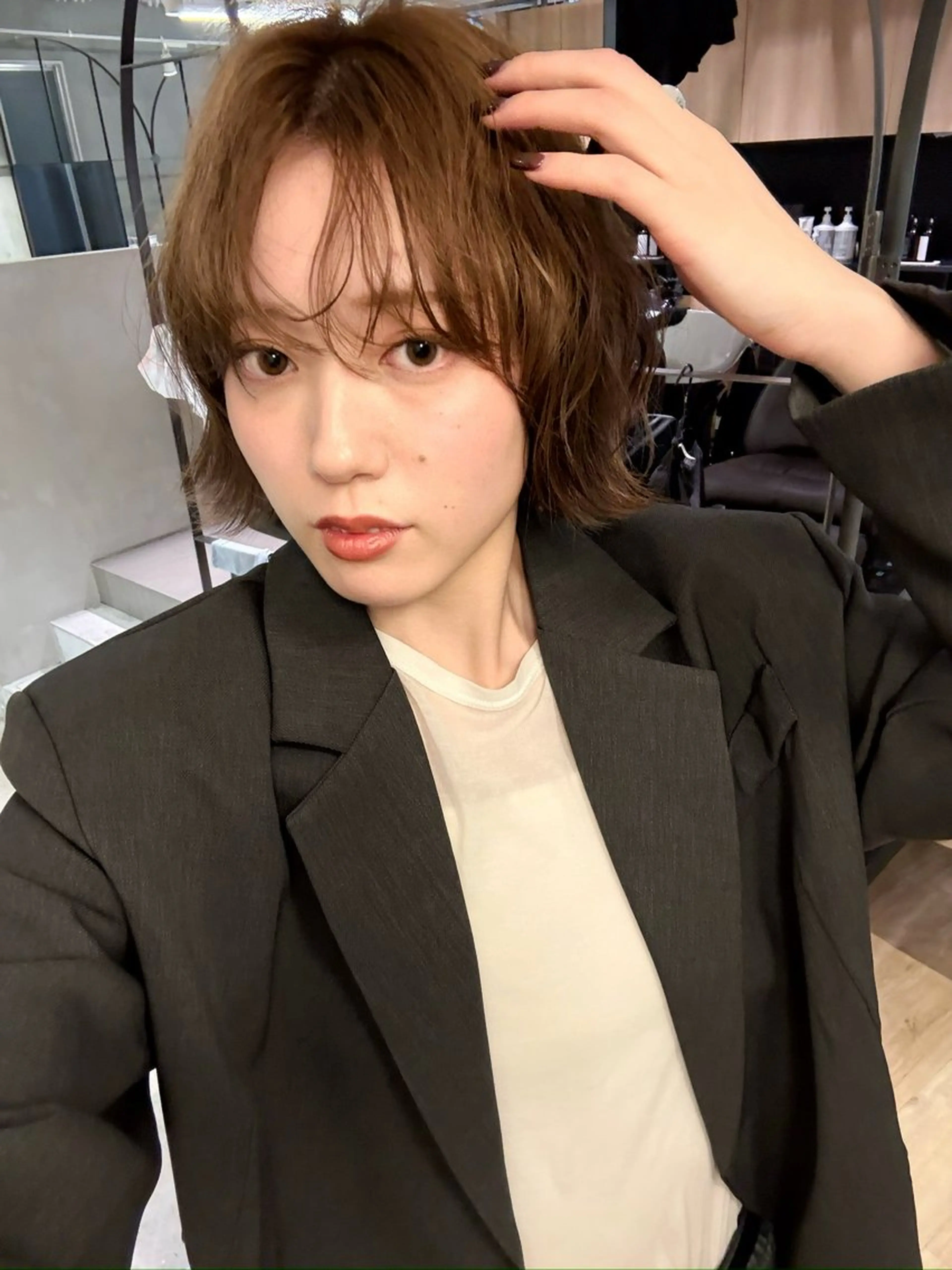 ミディアム ボブ カット 須藤　優真 切りっぱなしボブのヘアスタイル