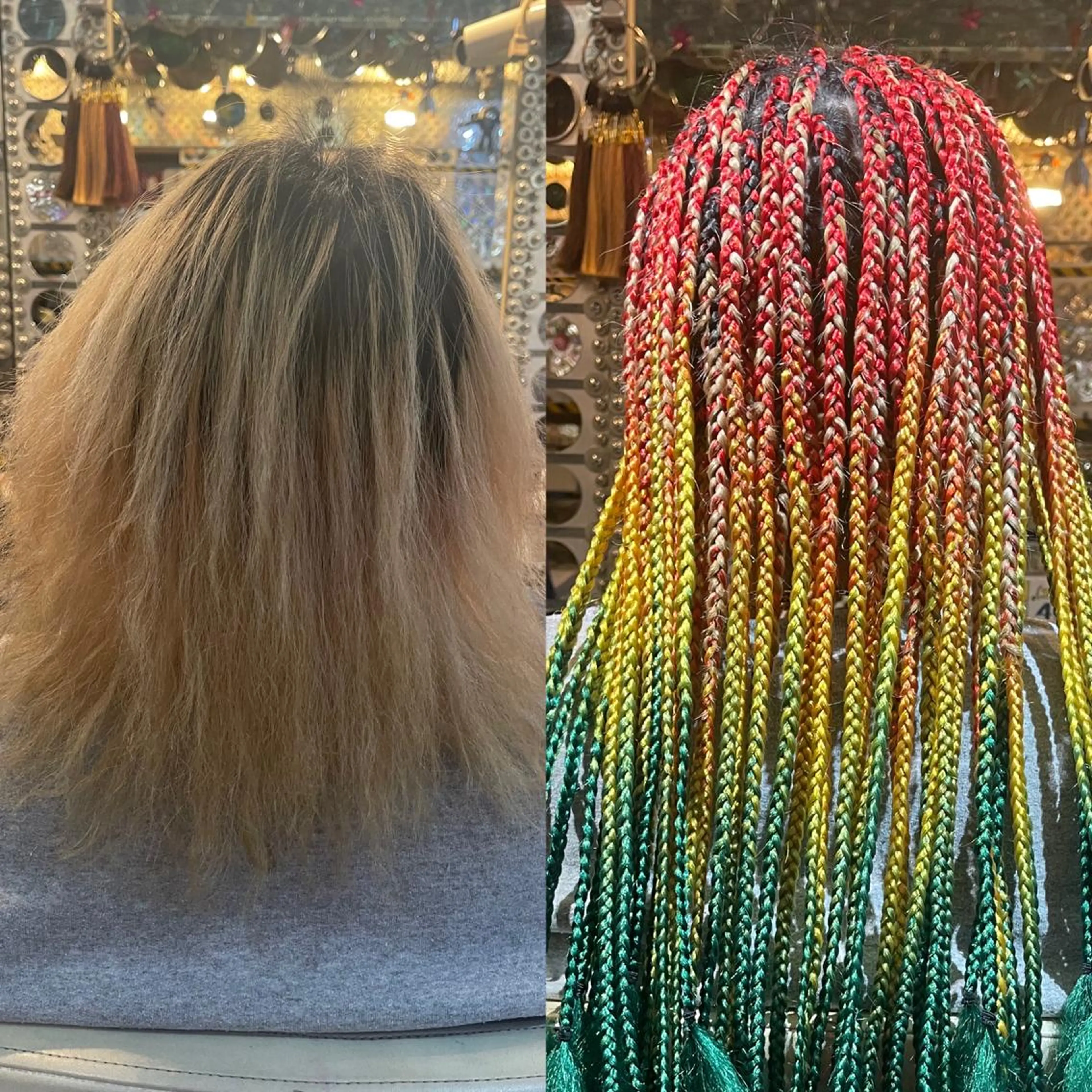 ミディアム カラー パーマ ヘアアレンジ メンズ 🌈派手髪エクステ ブレイズ🌈ひろとのヘアスタイル