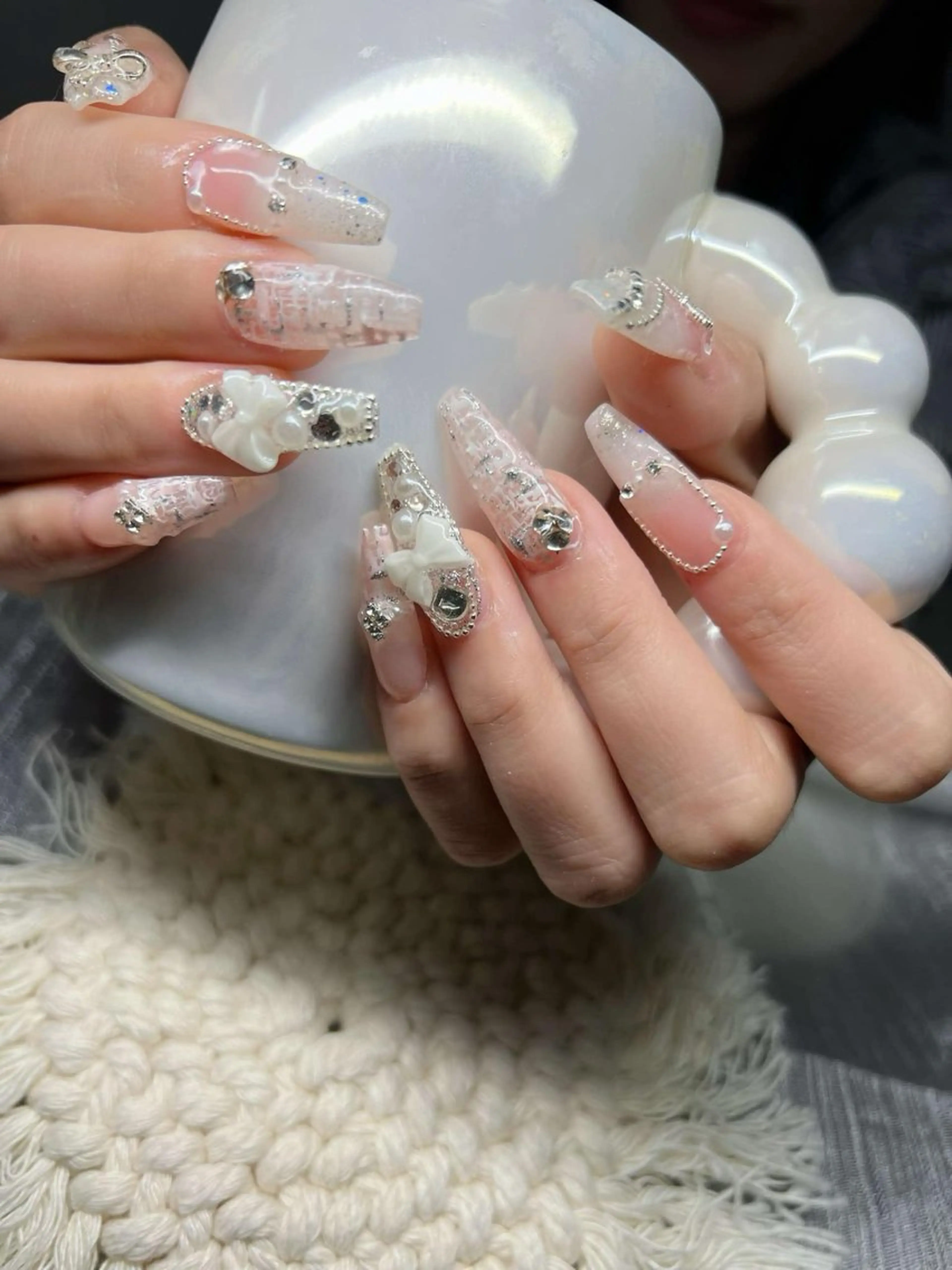 ネイル オーロラネイル チークネイル 長さ出し フットネイル フレンチネイル Lee Nails チップ長さだし専門店のネイルデザイン
