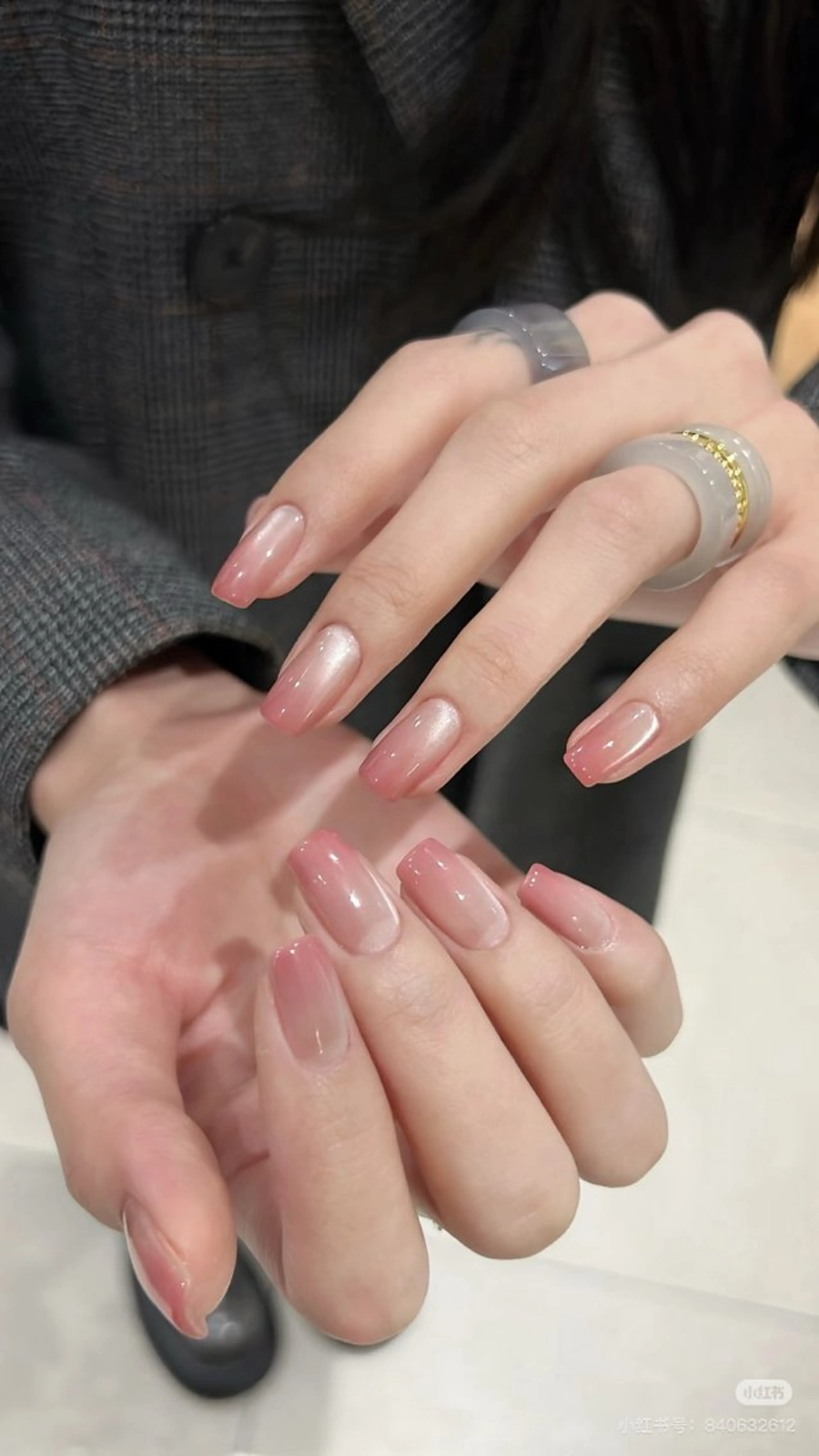 ネイル アートネイル オーロラネイル チークネイル フレンチネイル ガラスフレンチ 🎀YooLi Nail salonのネイルデザイン