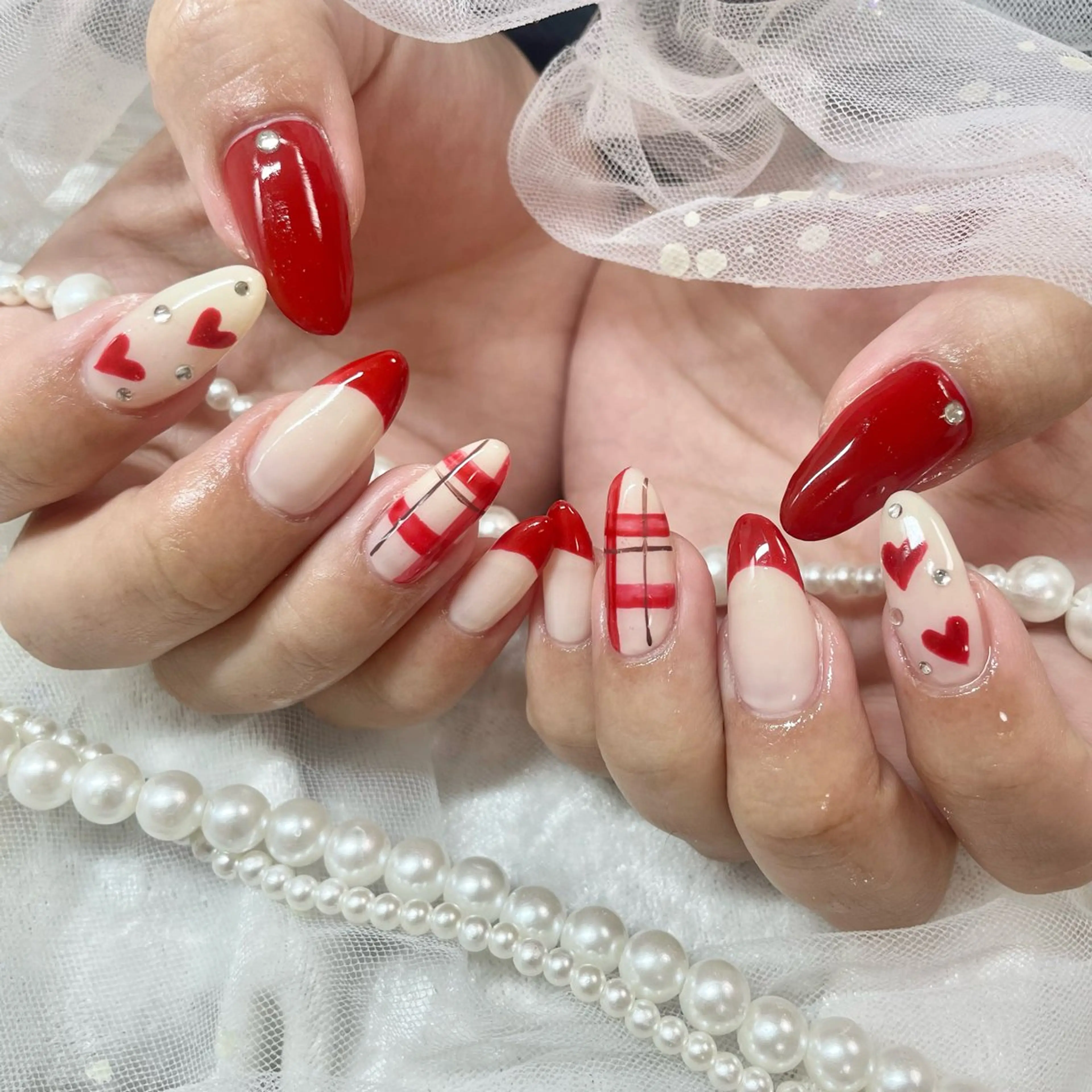 ネイル ハート ハンドネイル 🎀AYAKO 🎀中韓ネイルのネイルデザイン