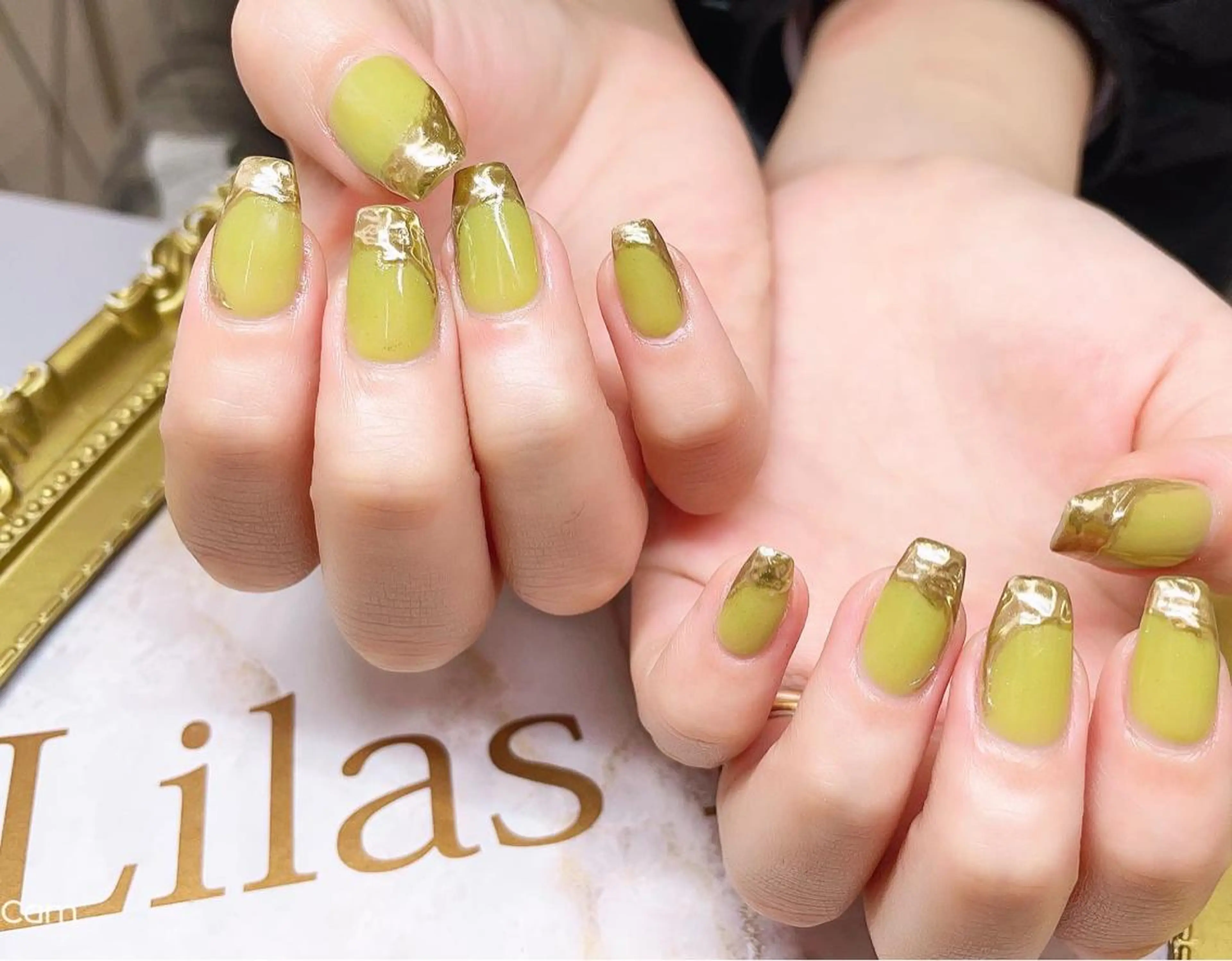 ネイル フレンチネイル ジェルネイル ハードジェル ロングネイル ミラーネイル Lilas Nailのネイルデザイン