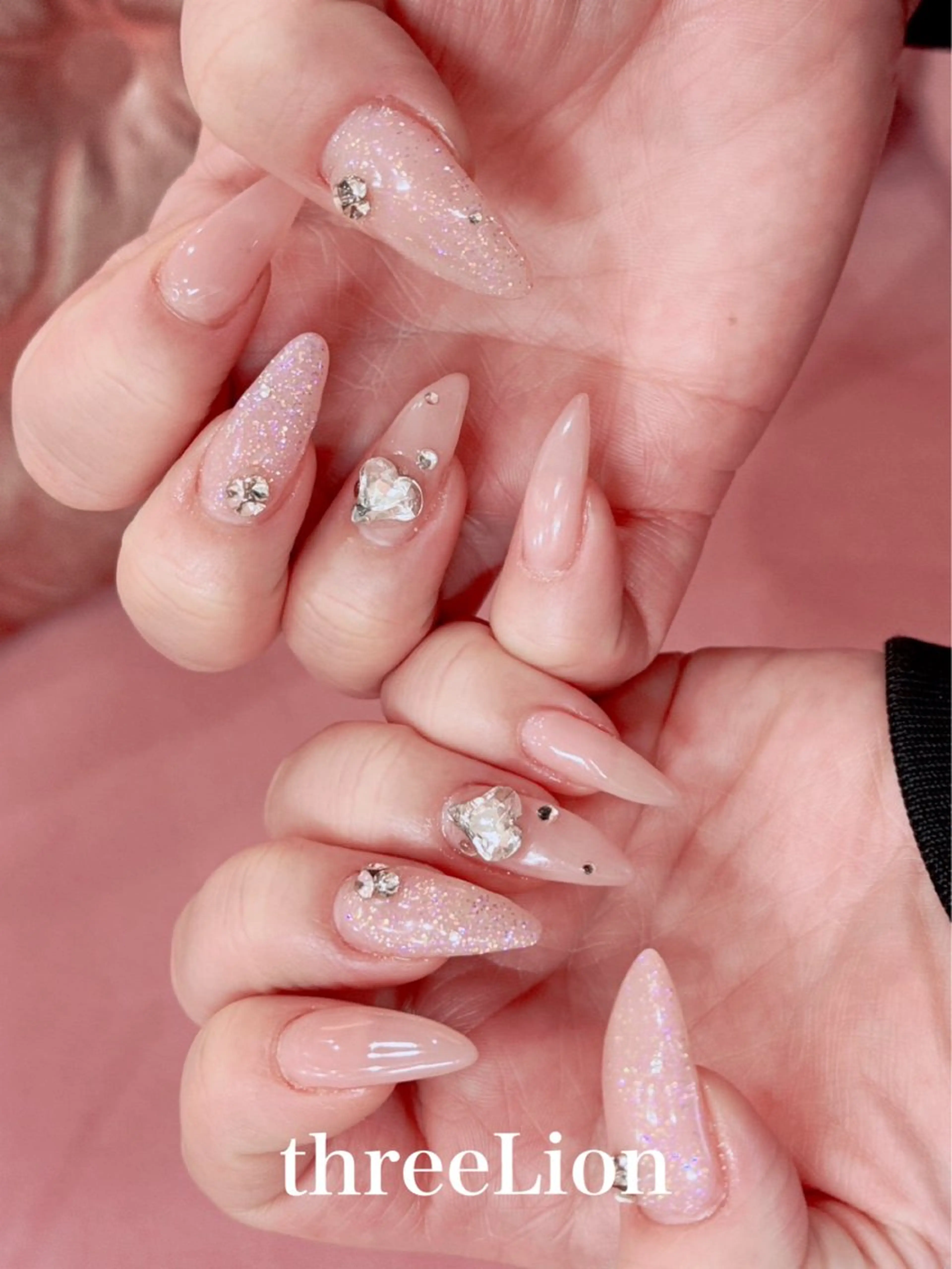 ネイル オフィスネイル ピンク シンプルネイル ハンドネイル threeLion ネイル&アイラッシュのネイルデザイン