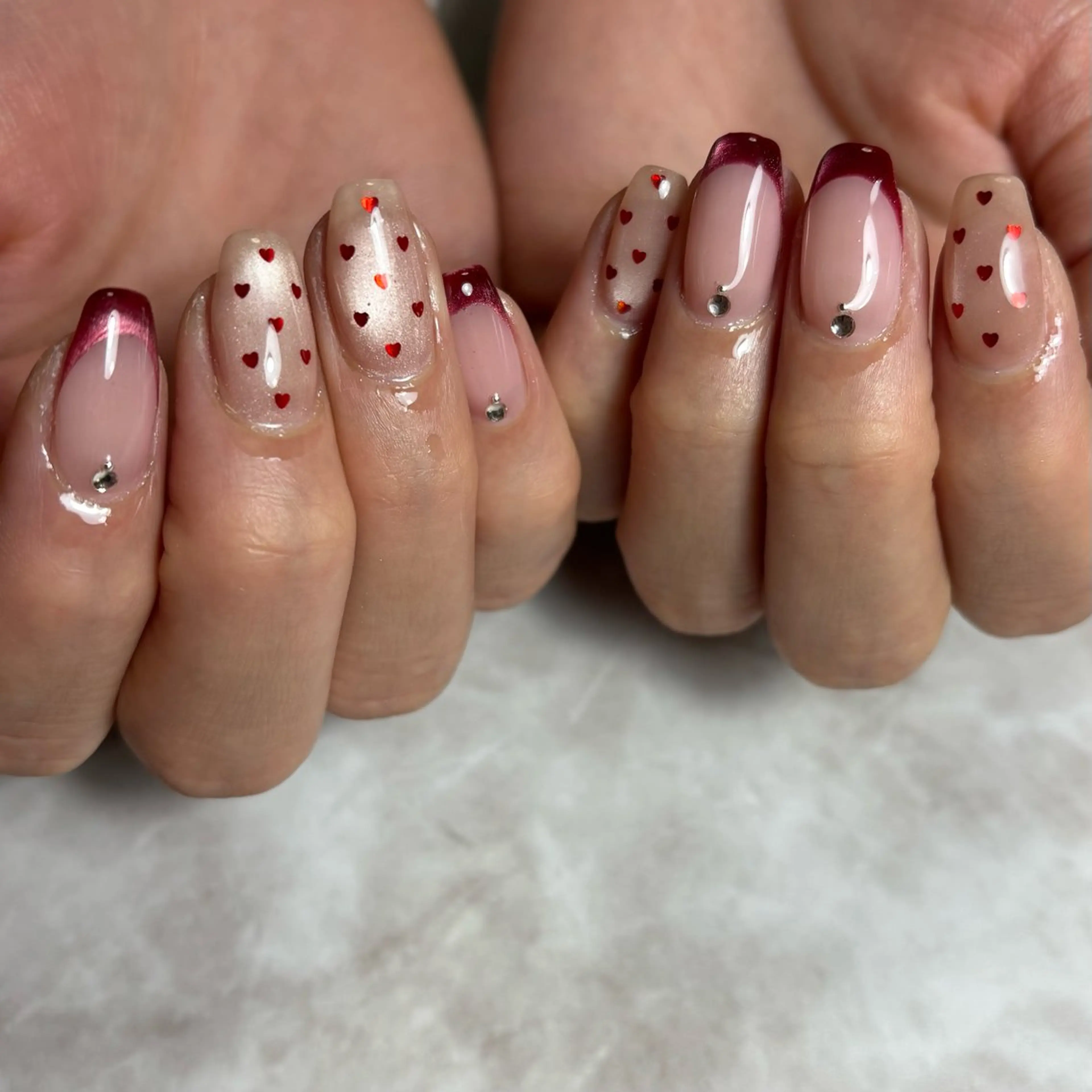 ネイル バレンタイン ハンドネイル NAILSALON en+沖縄市美原のネイルデザイン