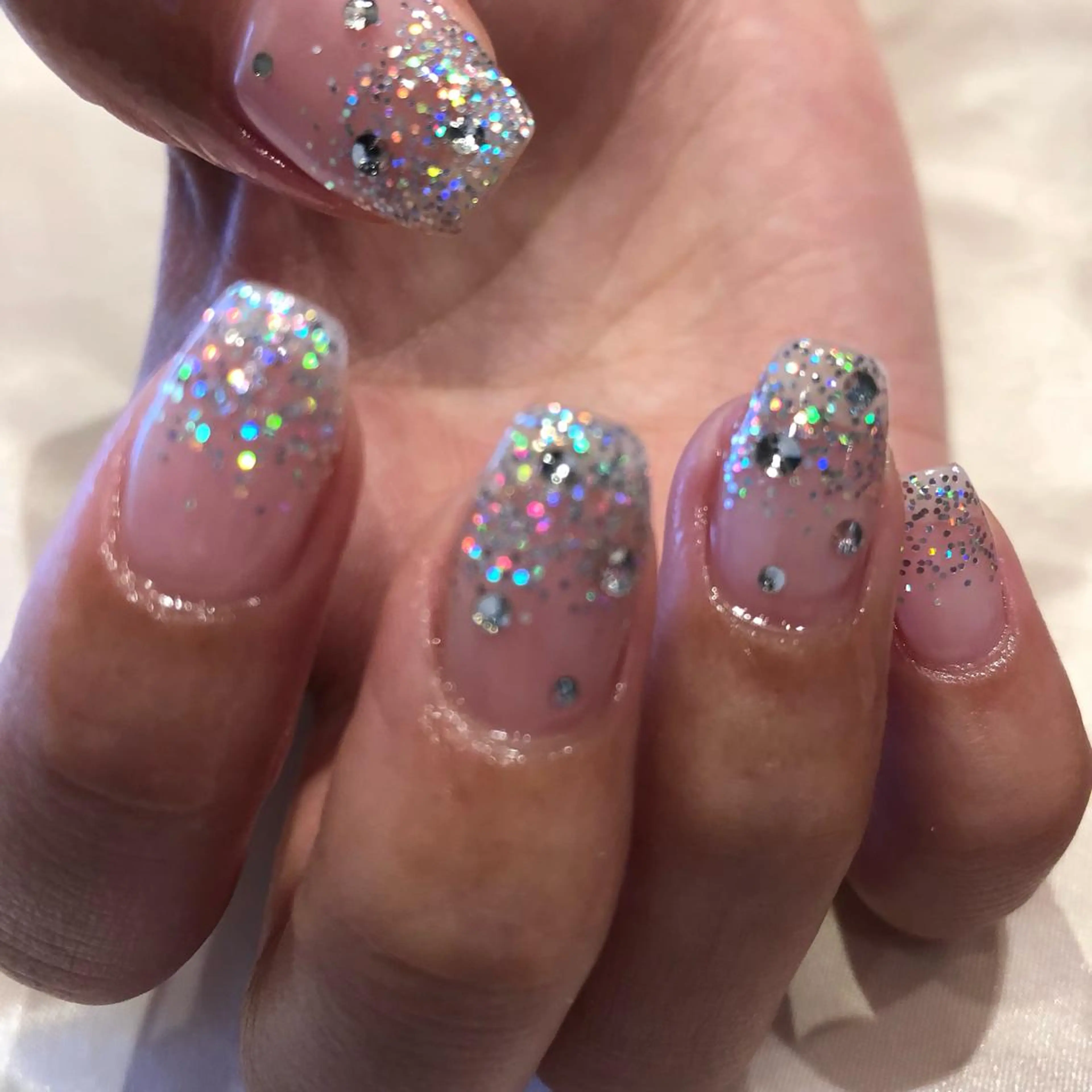 ネイル ラメ(グリッター) パラあり！フィルイン 美フォルムのネイルデザイン