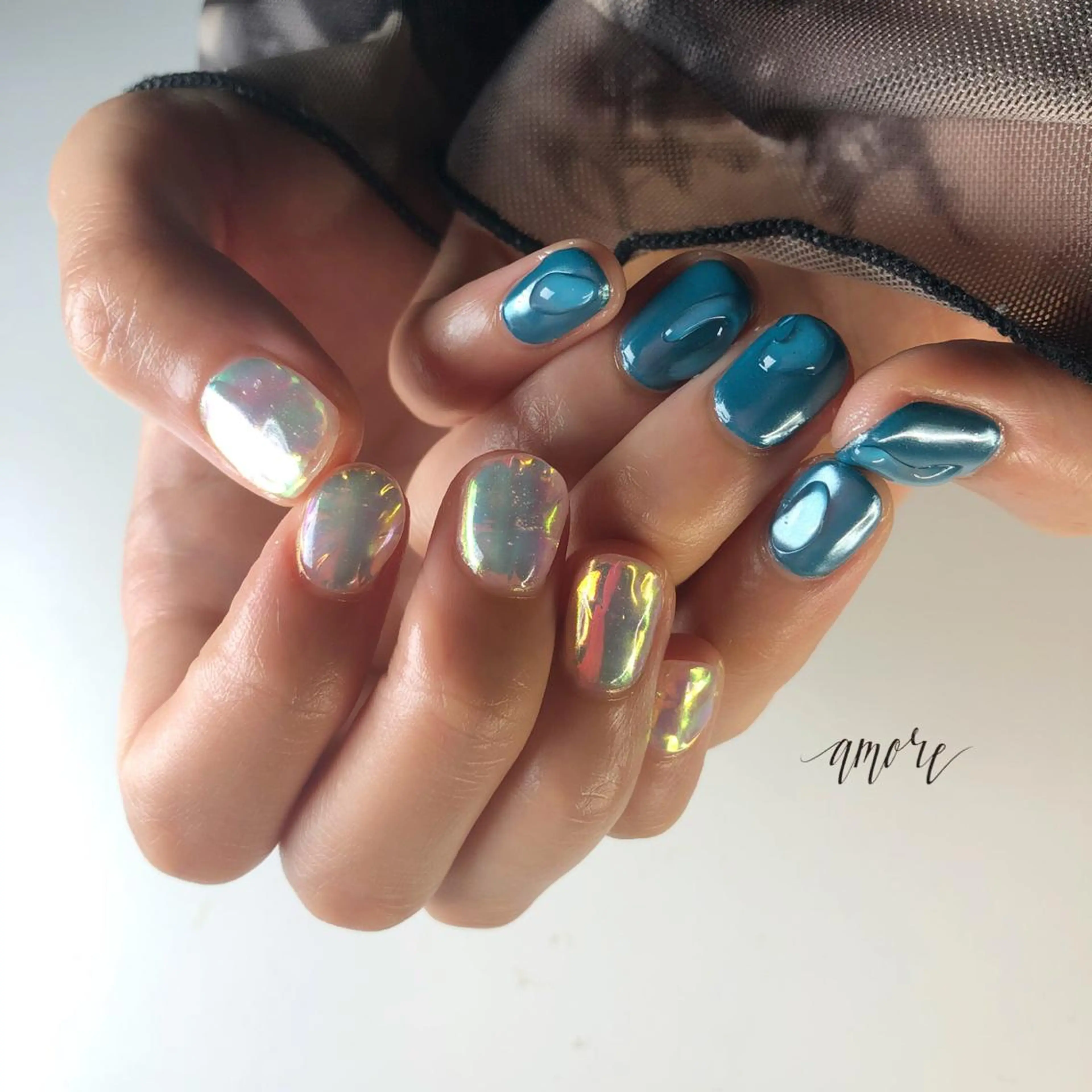 ネイル ジェルネイル 氷ネイル・うるうるネイル ミラーネイル ニュアンスネイル 春ネイル You kyehwaのネイルデザイン