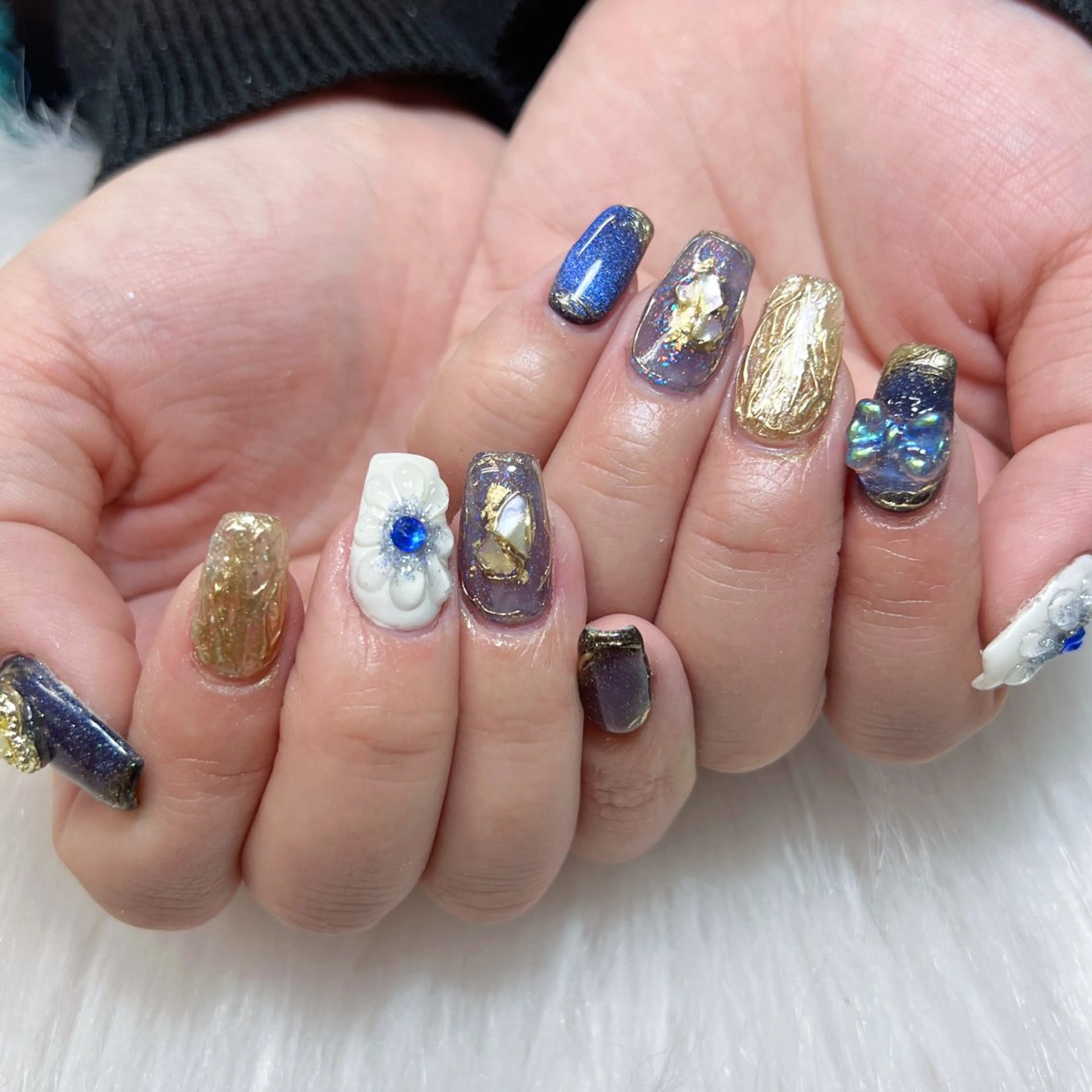 メンズ ネイル メンズ韓国風 アートネイル オーロラネイル ガーリー キラキラネイル ハンドネイル Nail salon 木にいるのネイルデザイン