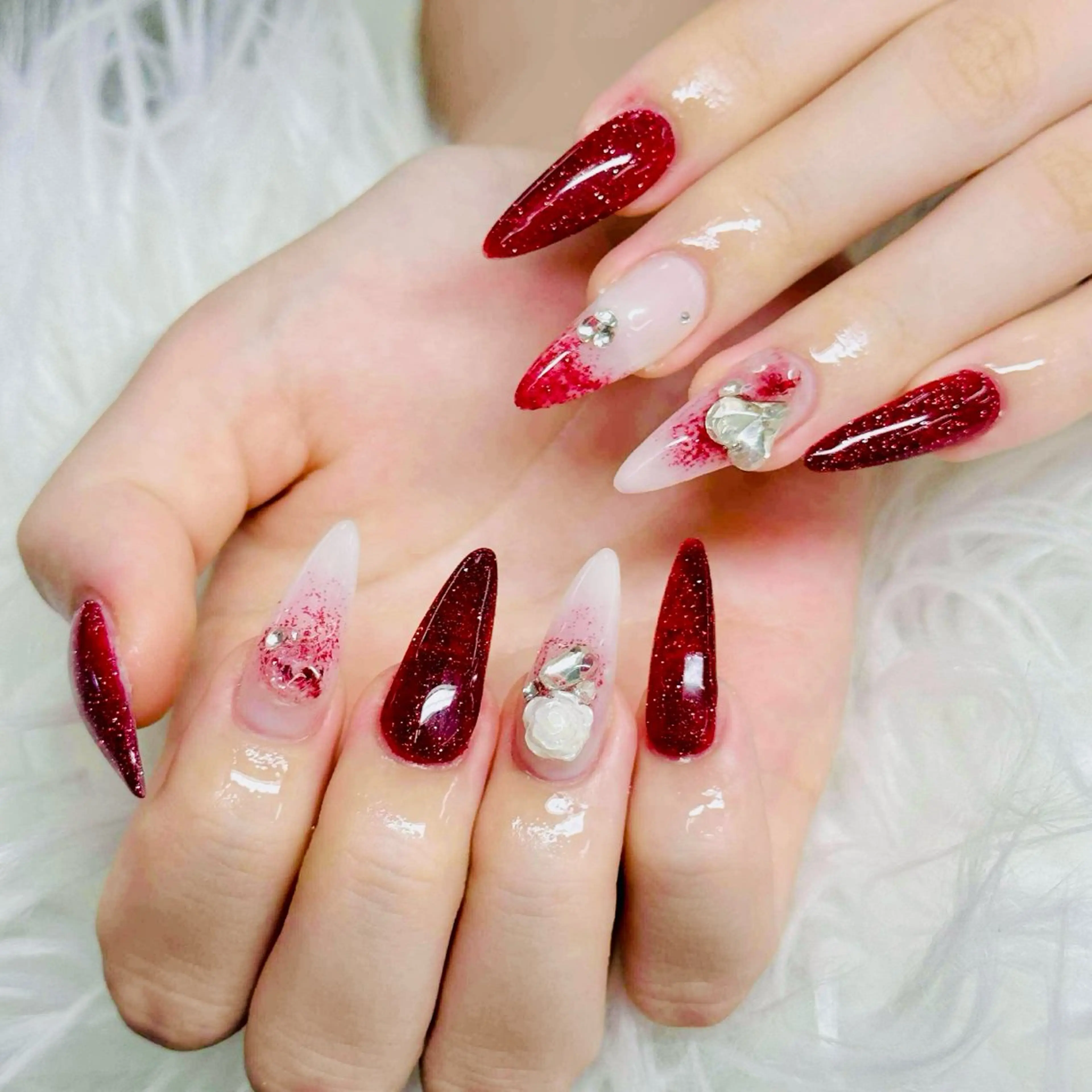 ネイル チークネイル 長さ出し フラッシュネイル フレンチネイル グラデーション ハンドネイル AN NAIL SALONのネイルデザイン