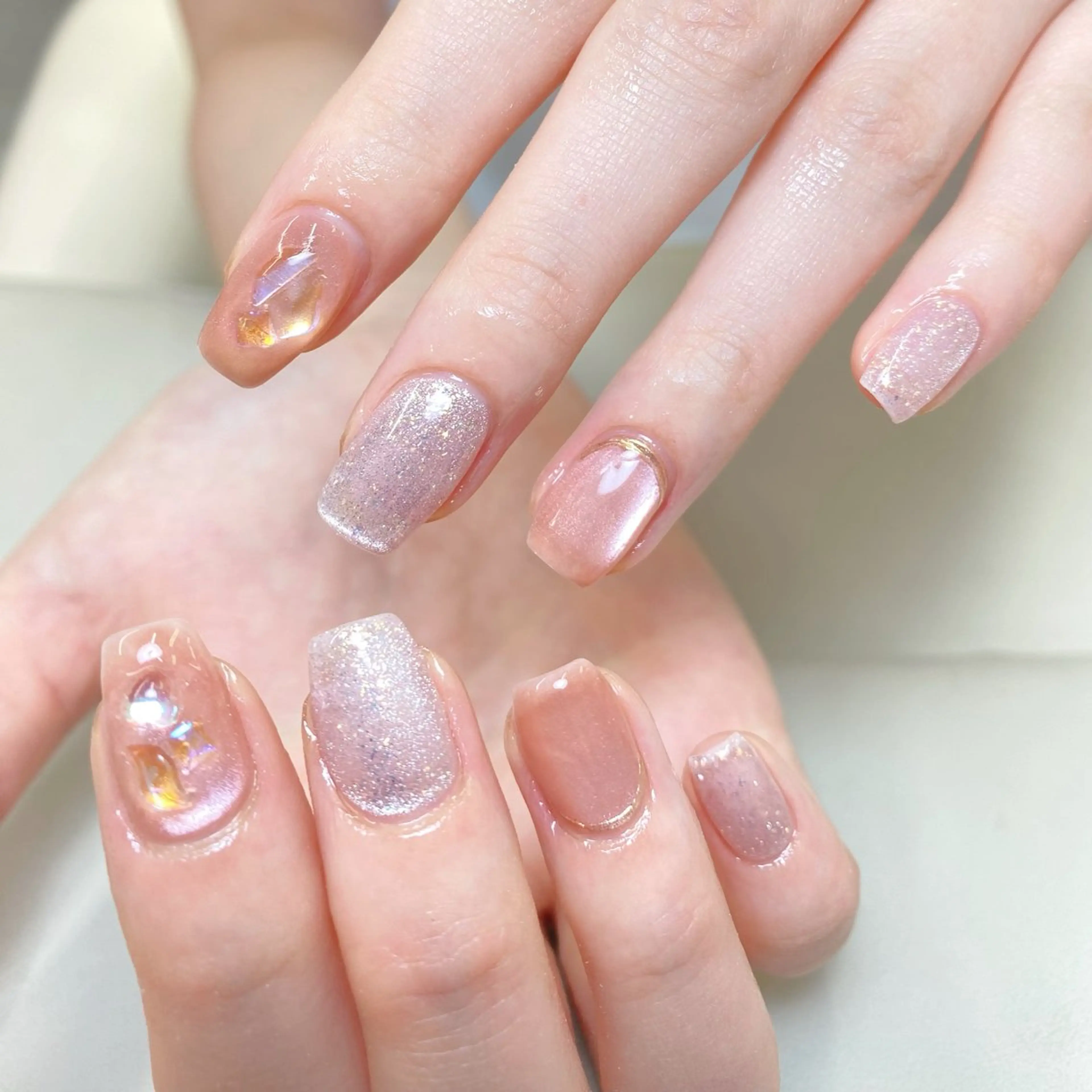 ネイル フレンチネイル ジェルネイル グラデーション 韓国ネイル マグネットネイル AngelChris ビューティーサロン琳のネイルデザイン