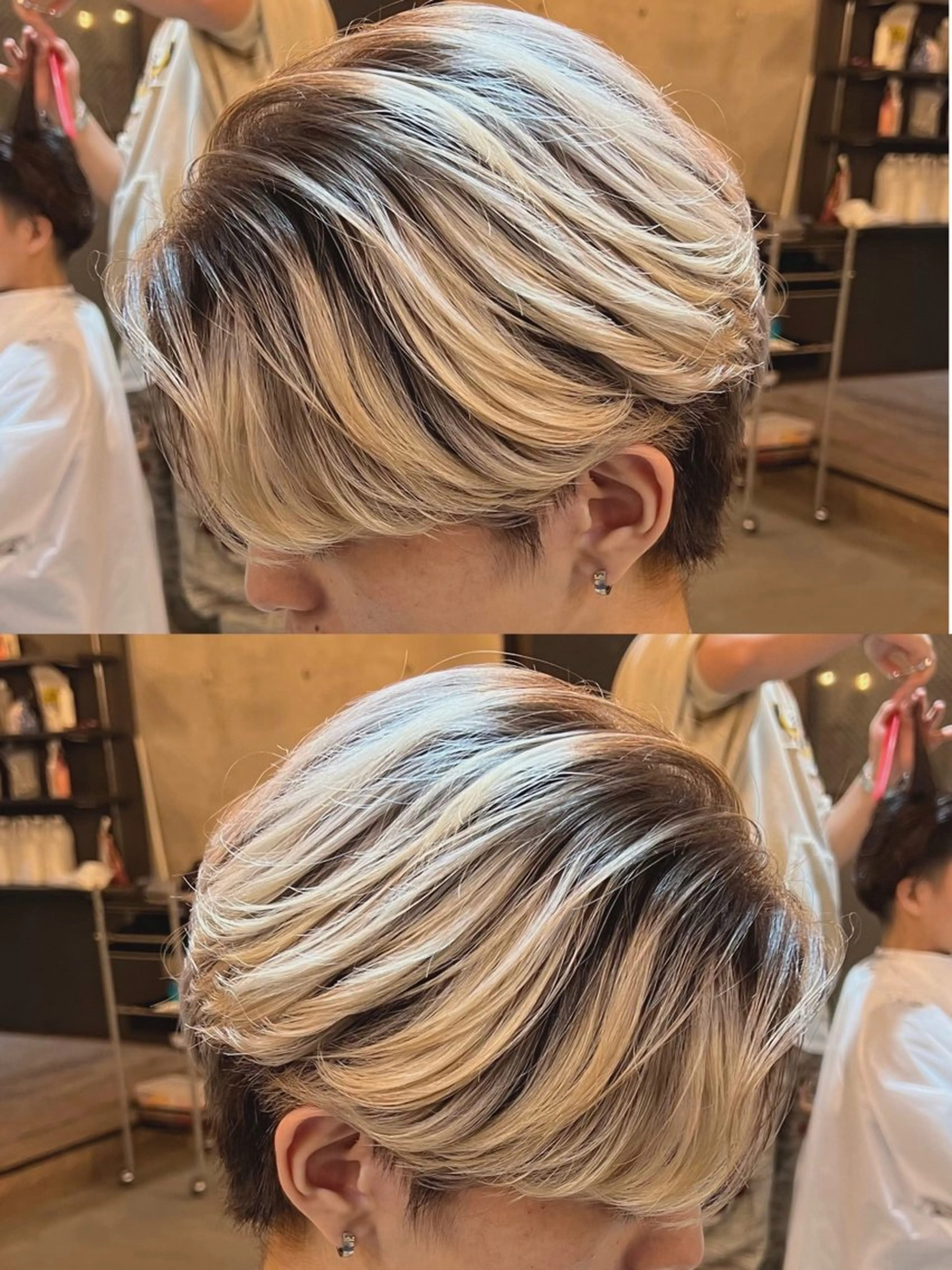 ミディアム カラー メンズ ヘアカラー センターパート職人 店長/TSUBASAのヘアスタイル