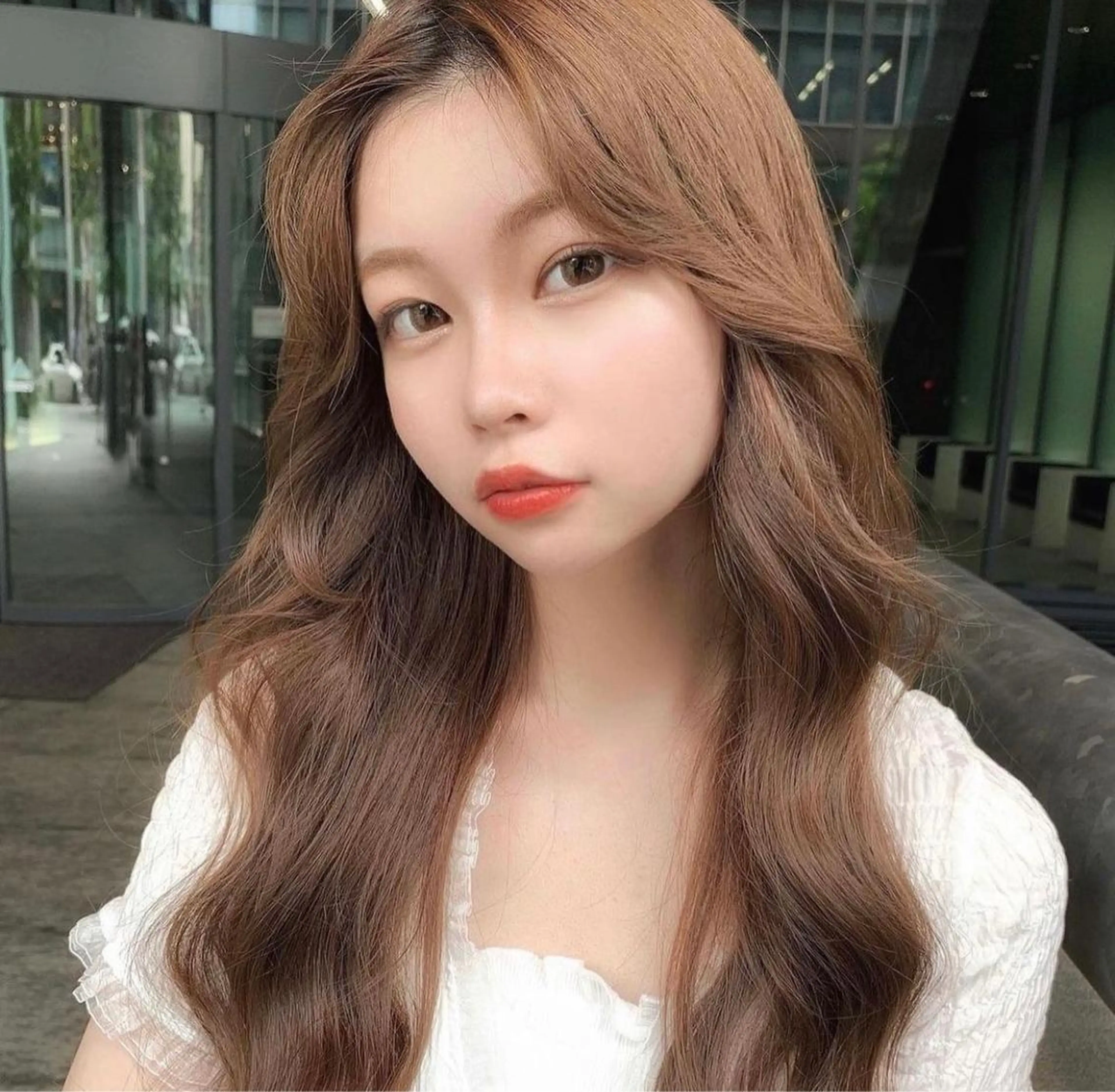 ロング ボブ ハイライト 髪質改善 韓国風ヘア 小顔カット 似合わせカラーの達人 ダブルカラー/森栄範のヘアスタイル