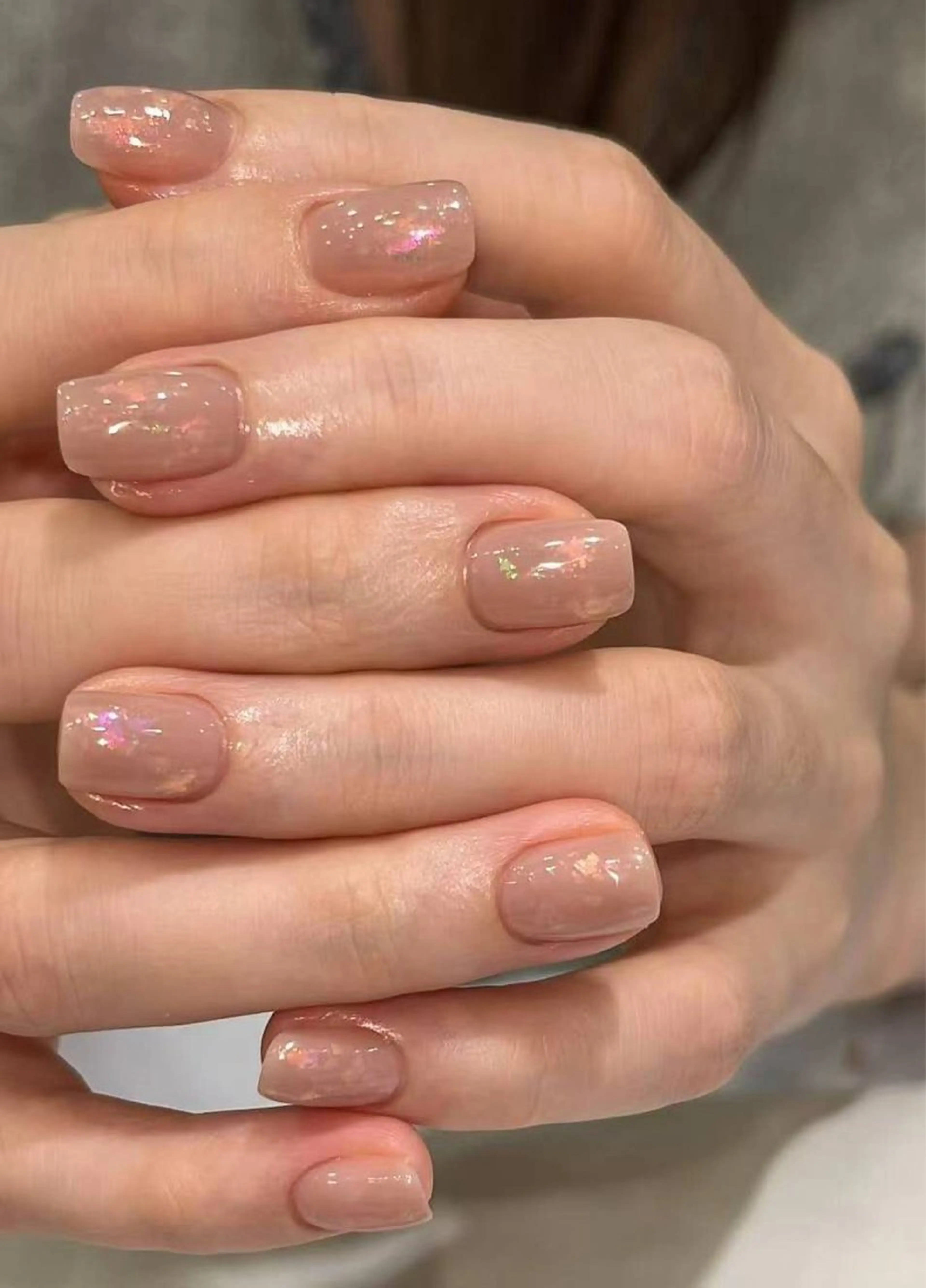 ネイル フラワーネイル フレンチネイル ジェルネイル ガラスフレンチ ハート ハンドネイル BabyYouMi nailのネイルデザイン