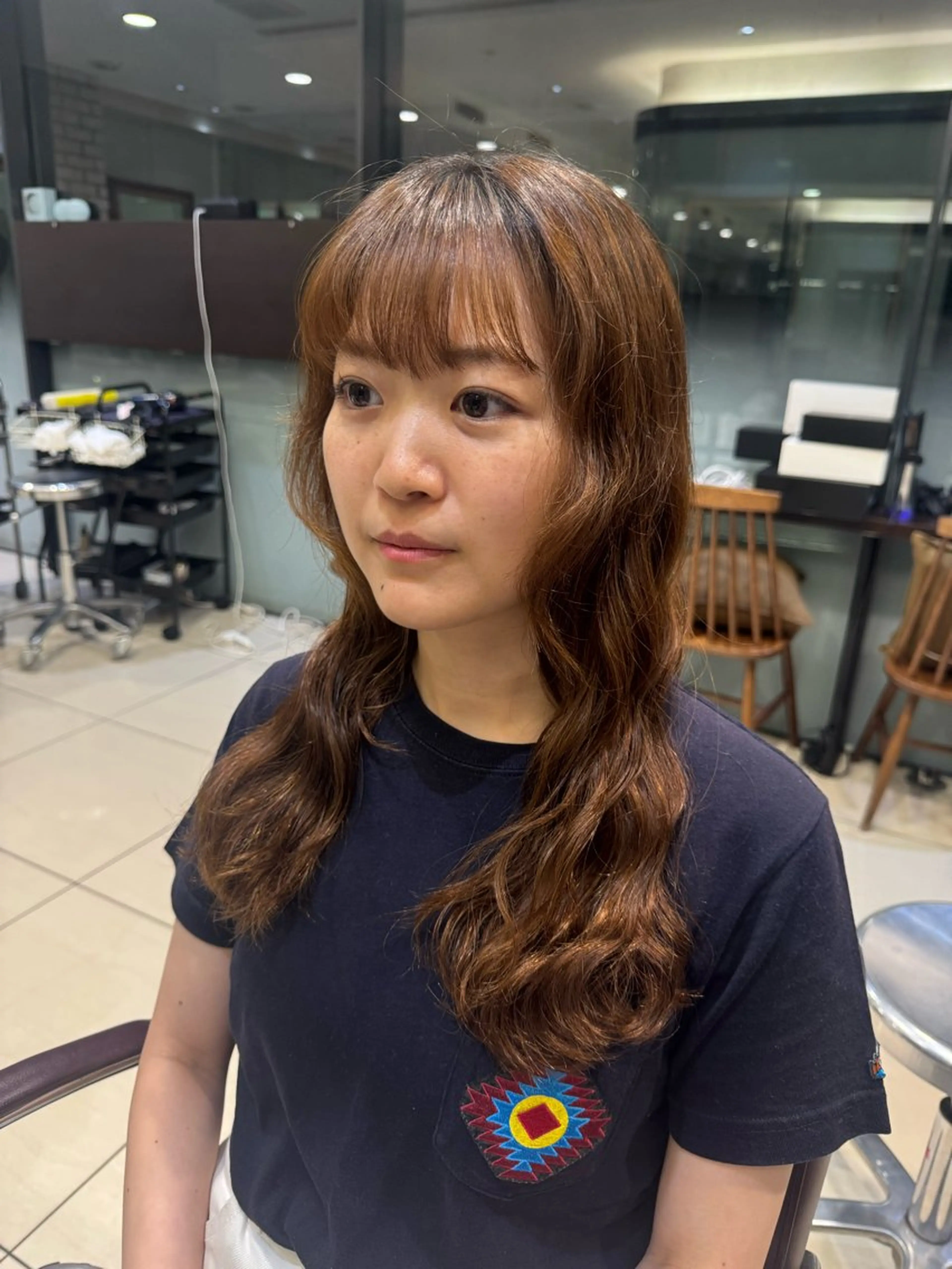 セミロング カット パーマ トリートメント 大人可愛い♡コテ巻き パーマ🌼杉田 萌恵のヘアスタイル