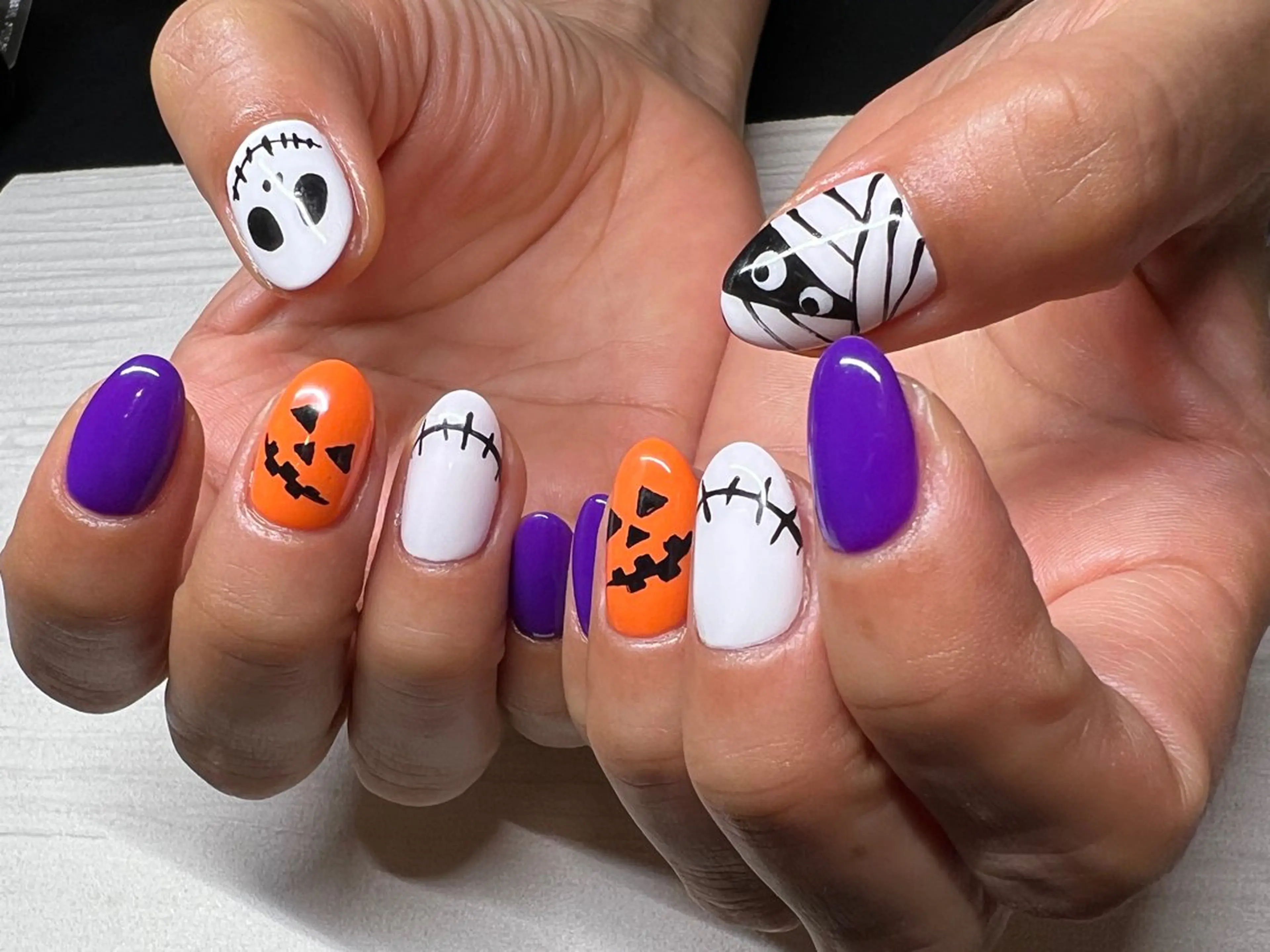 ネイル アートネイル ハロウィン ハンドネイル 美爪&巻き爪ケア❤️ ネイルサロンNANOのネイルデザイン