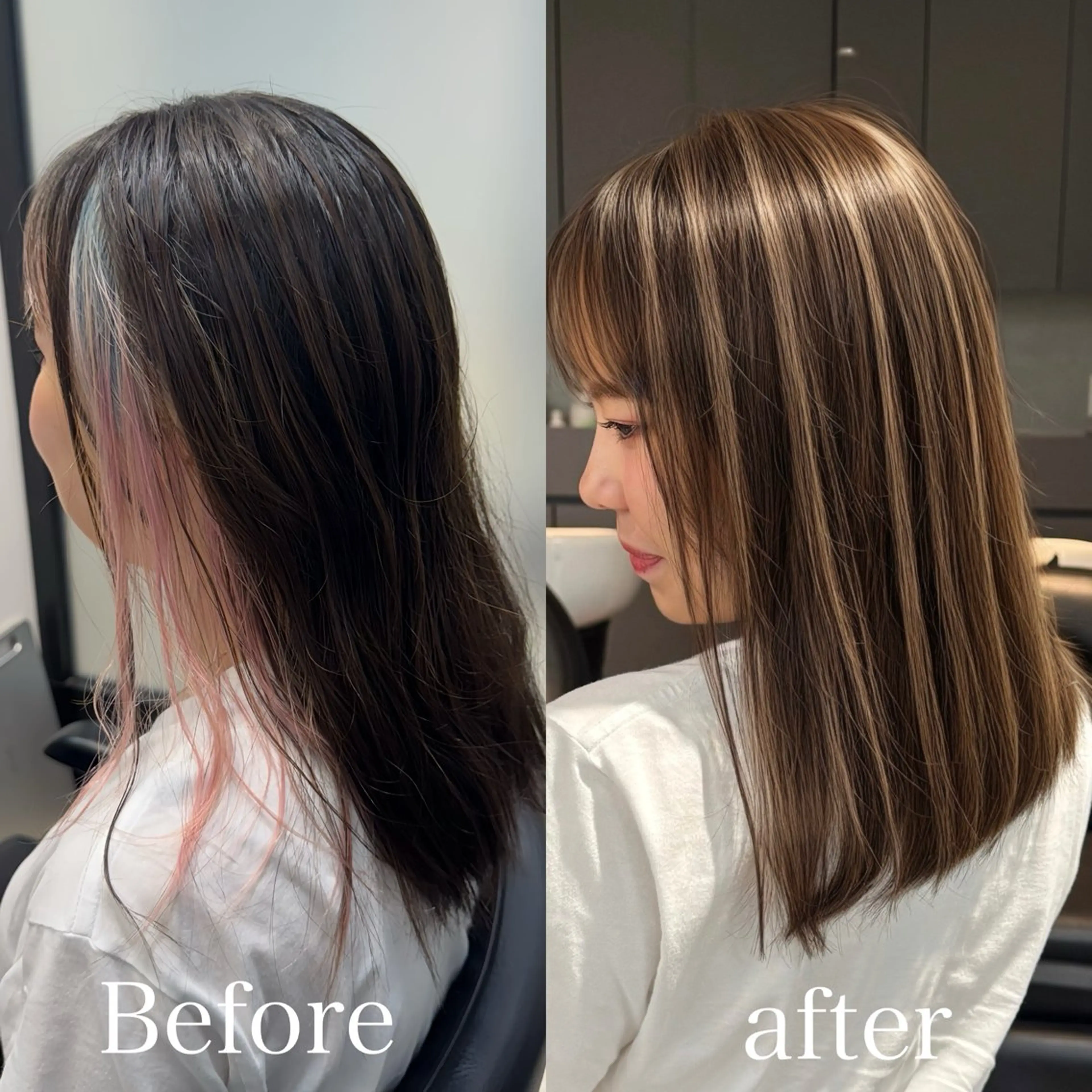 ミディアム ハイライト カット ヘアカラー ハイライト／髪質改善 裕樹のヘアスタイル