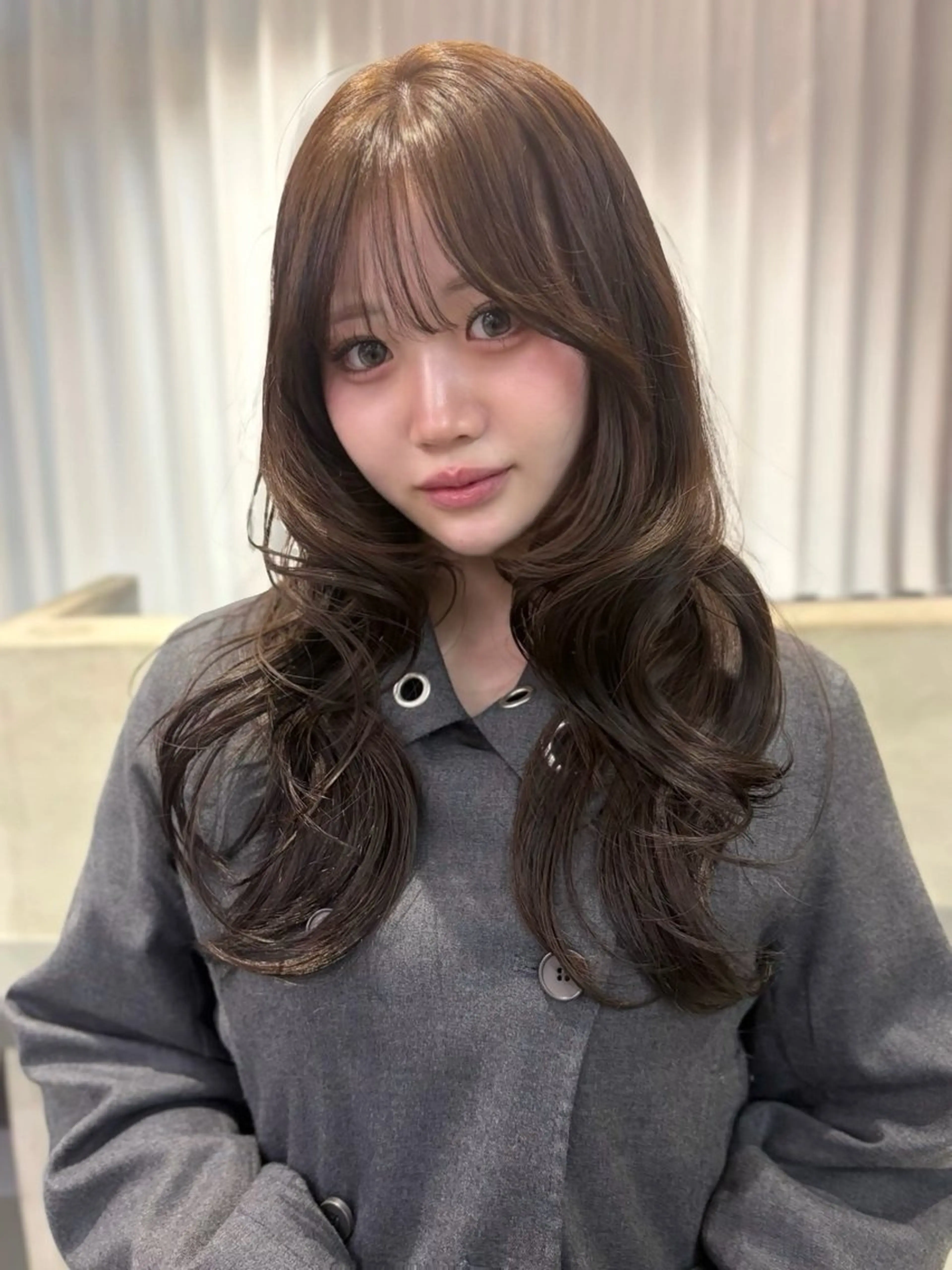 ロング カラー 透明感カラー ハイレイヤー レイヤーカット ロング 小顔カット MISAKI/韓国 透明感カラー🎀のヘアスタイル