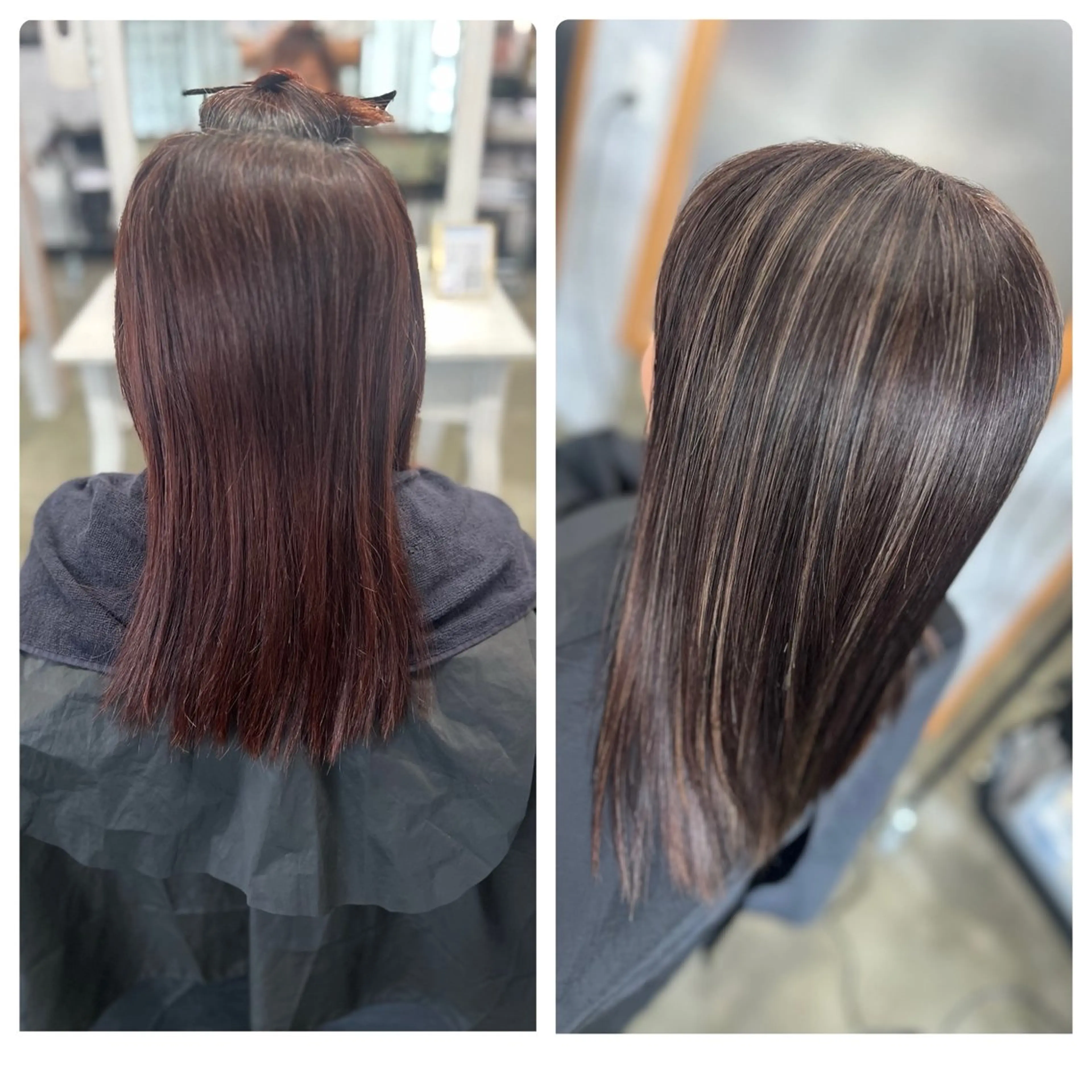 セミロング カラー グレージュ ハイライトカラー ハイライト ヘアカラー Style Tのヘアスタイル