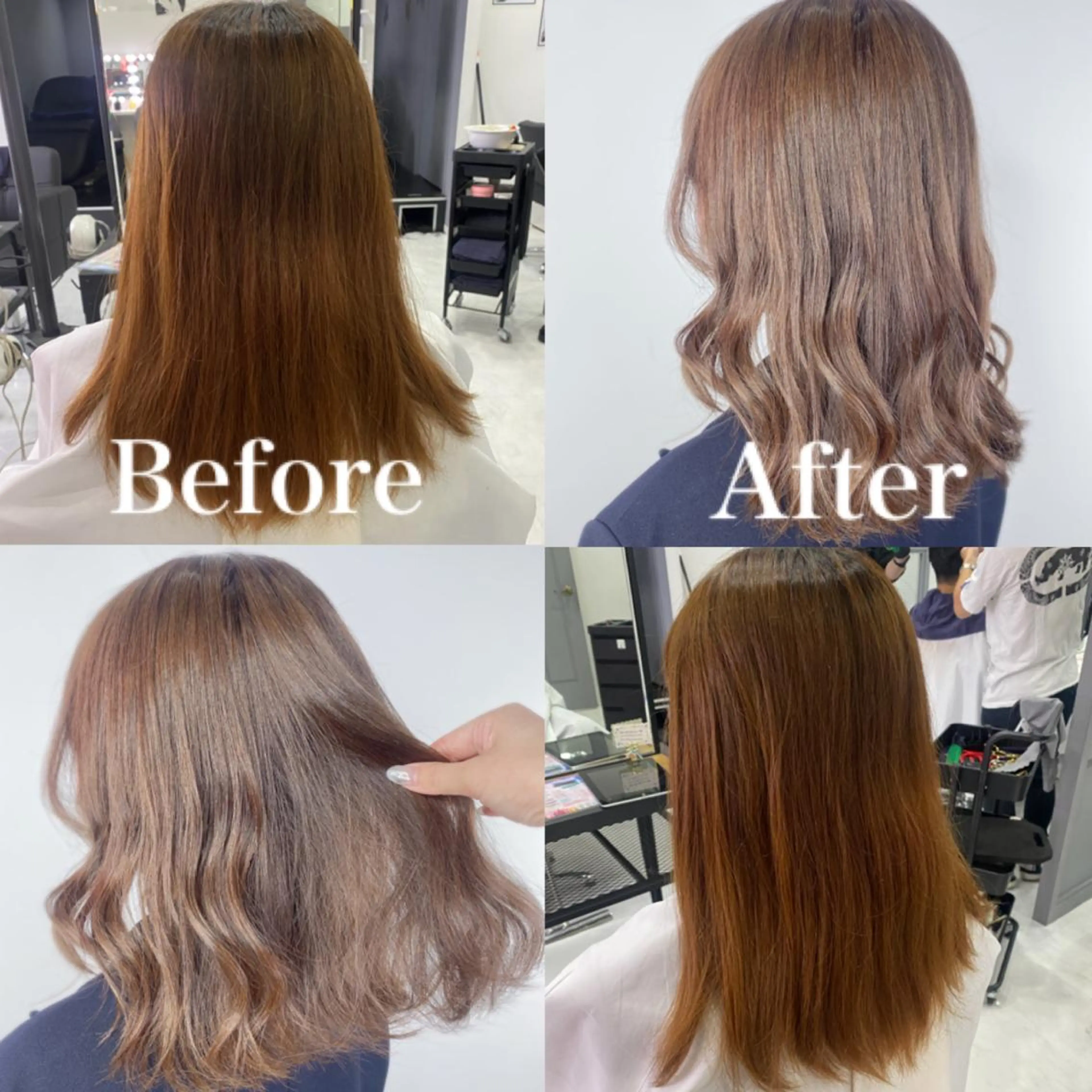 ミディアム カラー グレージュ カット ヘアカラー トリートメント 髪質改善×矯正🫧 韓国ヘアasamiのヘアスタイル