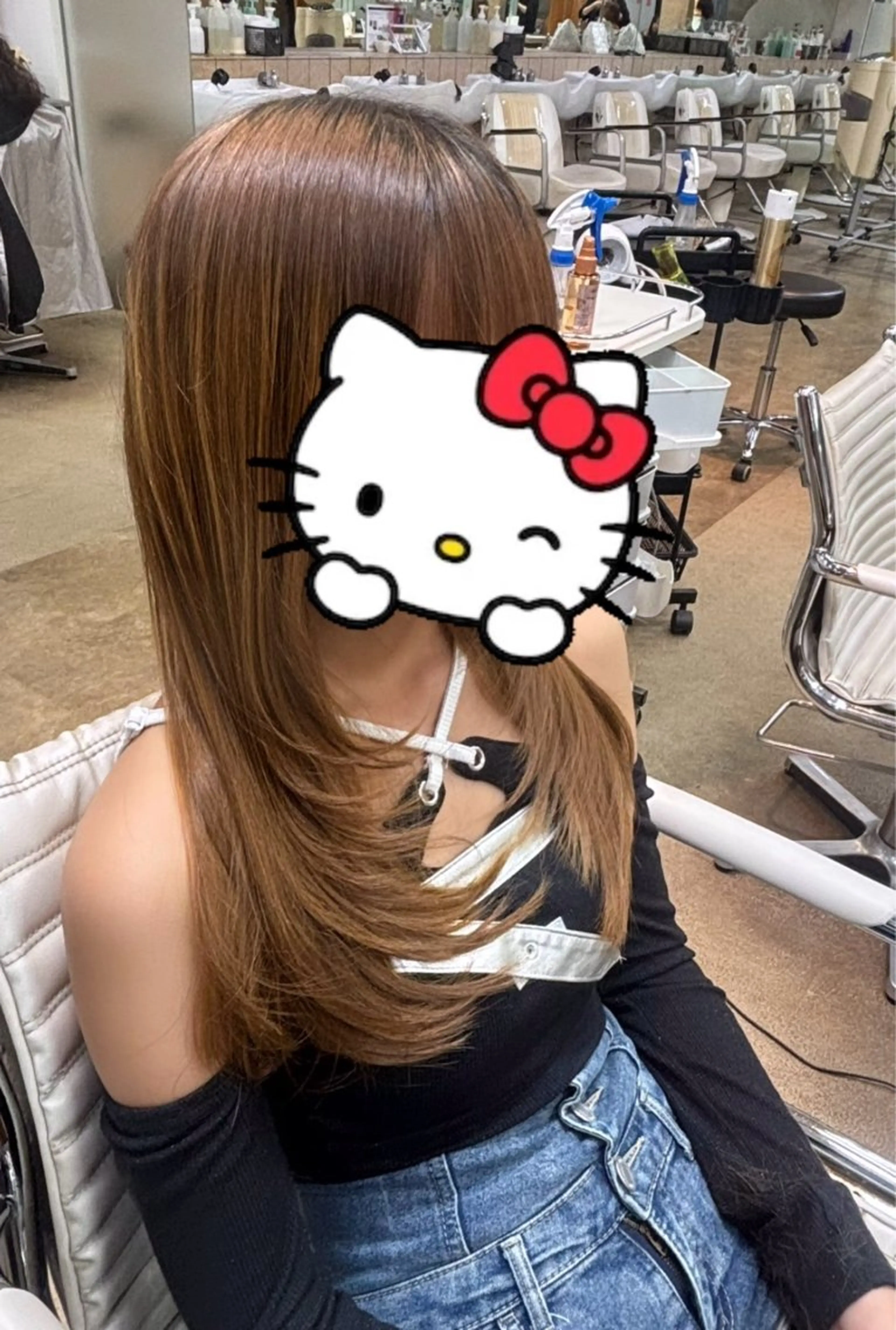 ロング 顔まわりレイヤー 顔周りカット 姫カット レイヤーカット la coiffure de excel 上永谷店所属・し ゅ う か ‎𖤐 ̖́-‬のヘアスタイル