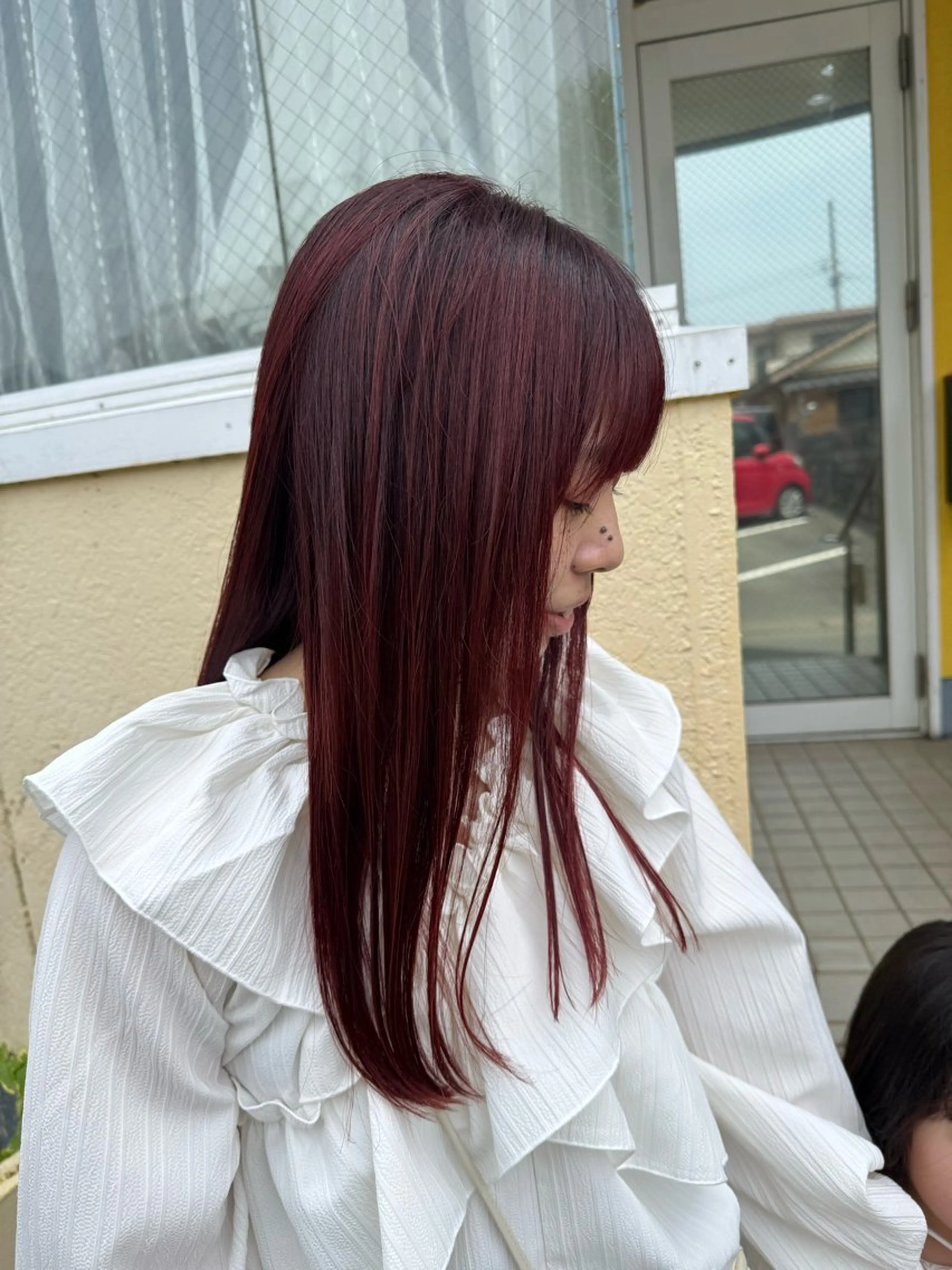 ロング カラー レッドカラー 長谷川 優光のヘアスタイル