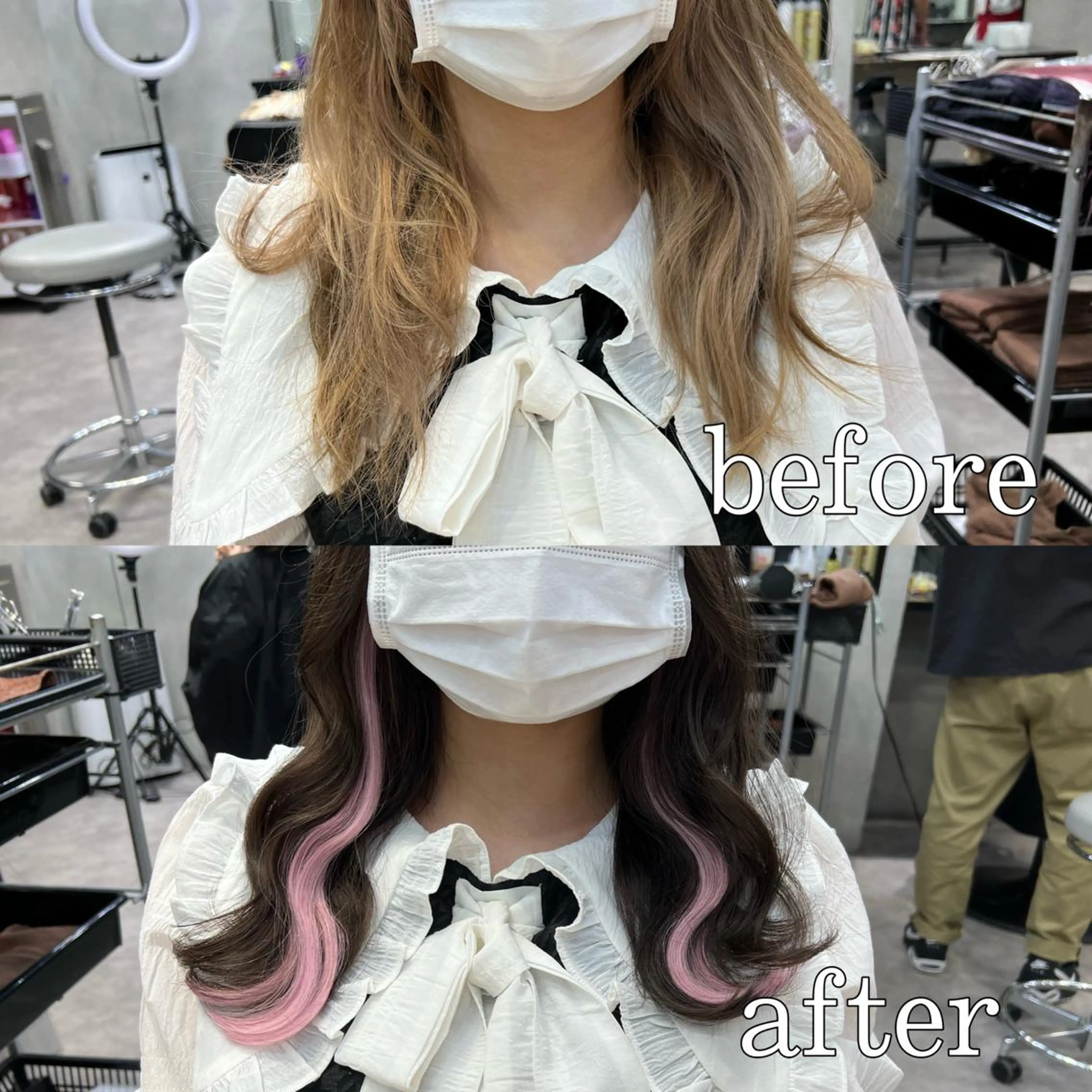 ミディアム カラー ヘアアレンジ シールエクステ アッシュ バレイヤージュ ベージュカラー ブリーチ ヘアカラー エクステ ar+ ❤︎ maiのヘアスタイル