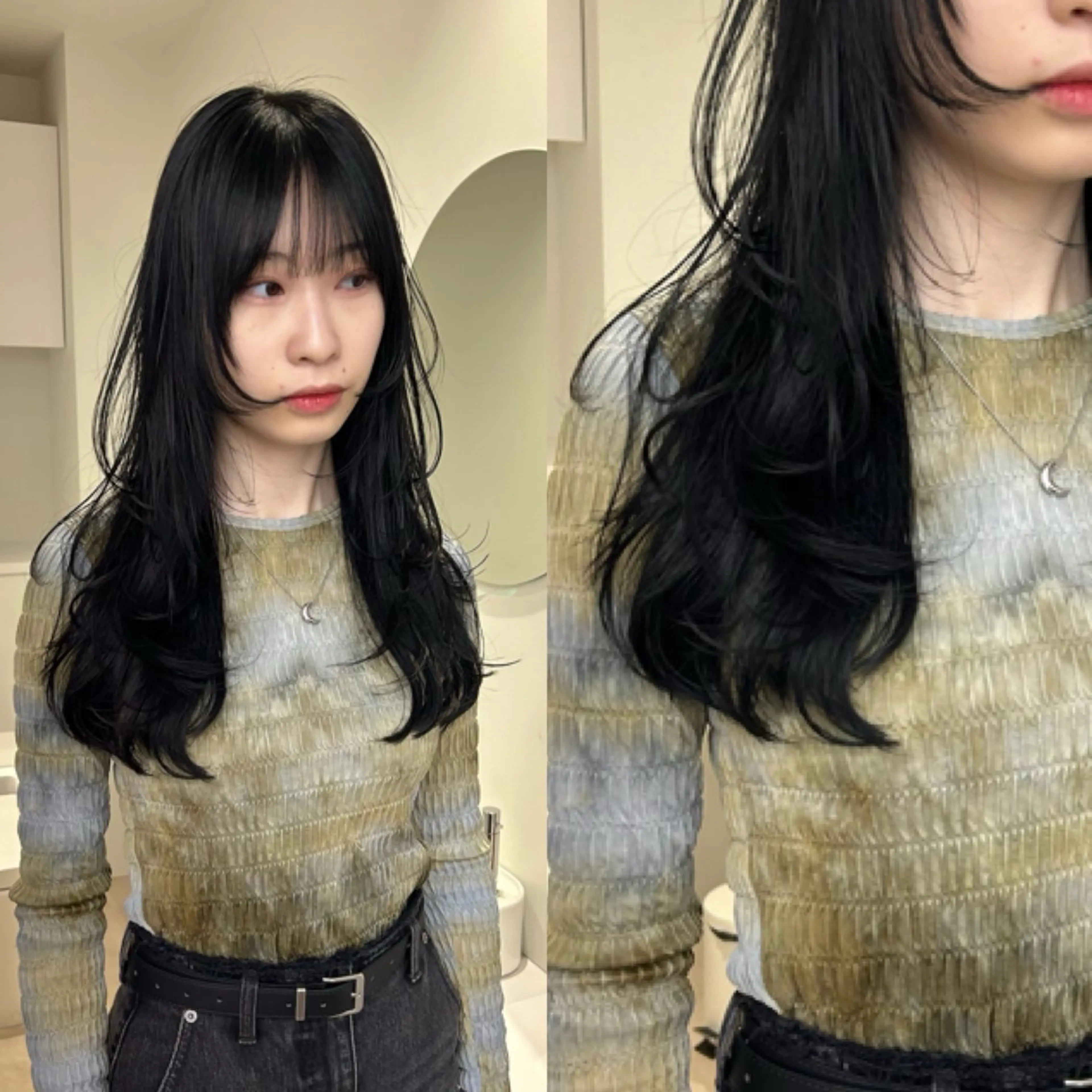 ロング カット ヘアカラー トリートメント 髪質改善 Tsukinaのヘアスタイル