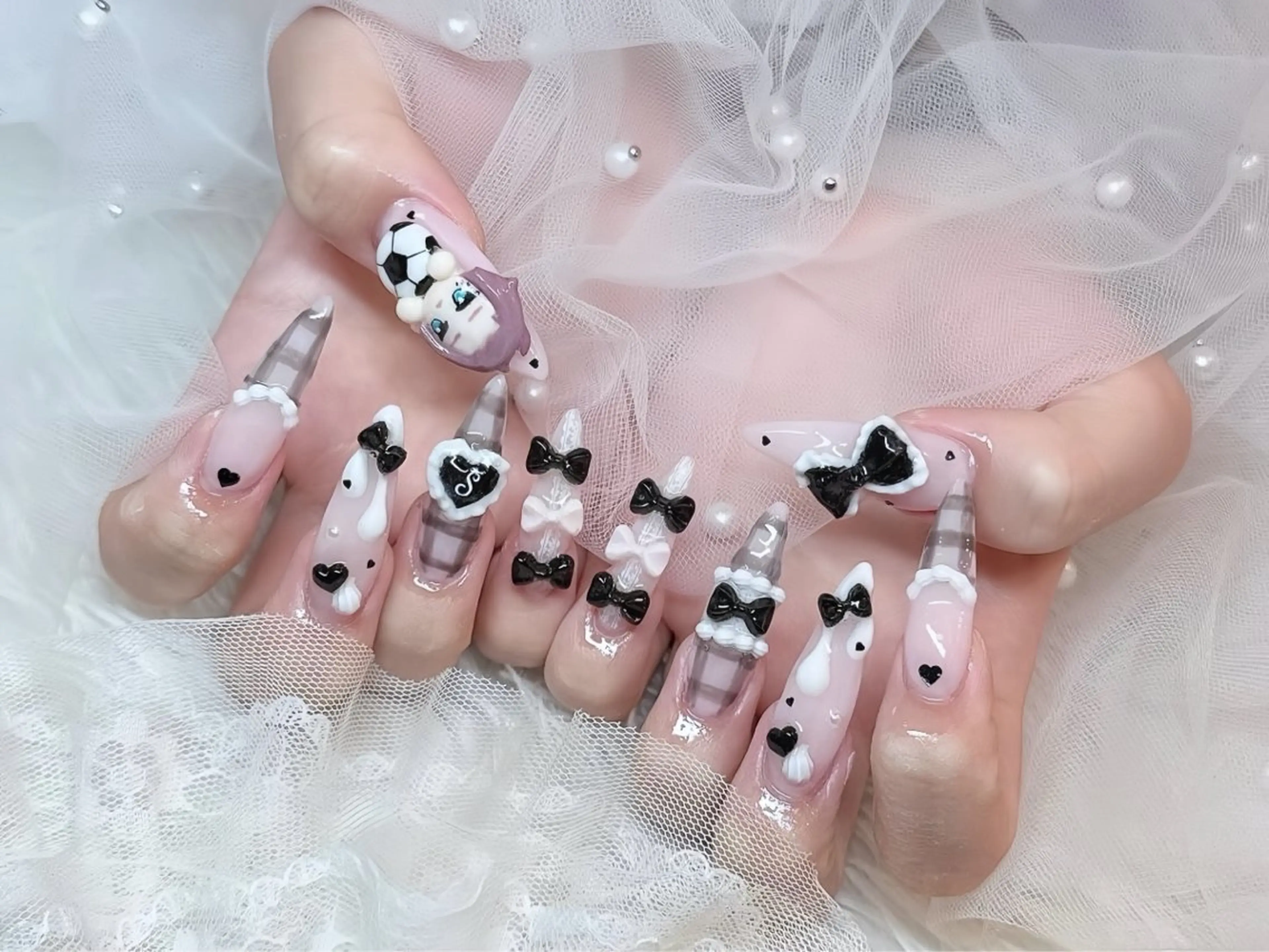 ネイル チークネイル 桜ネイル フレンチネイル ジェルネイル ガラスフレンチ ハンドネイル Rin Nail 新大久保店のネイルデザイン