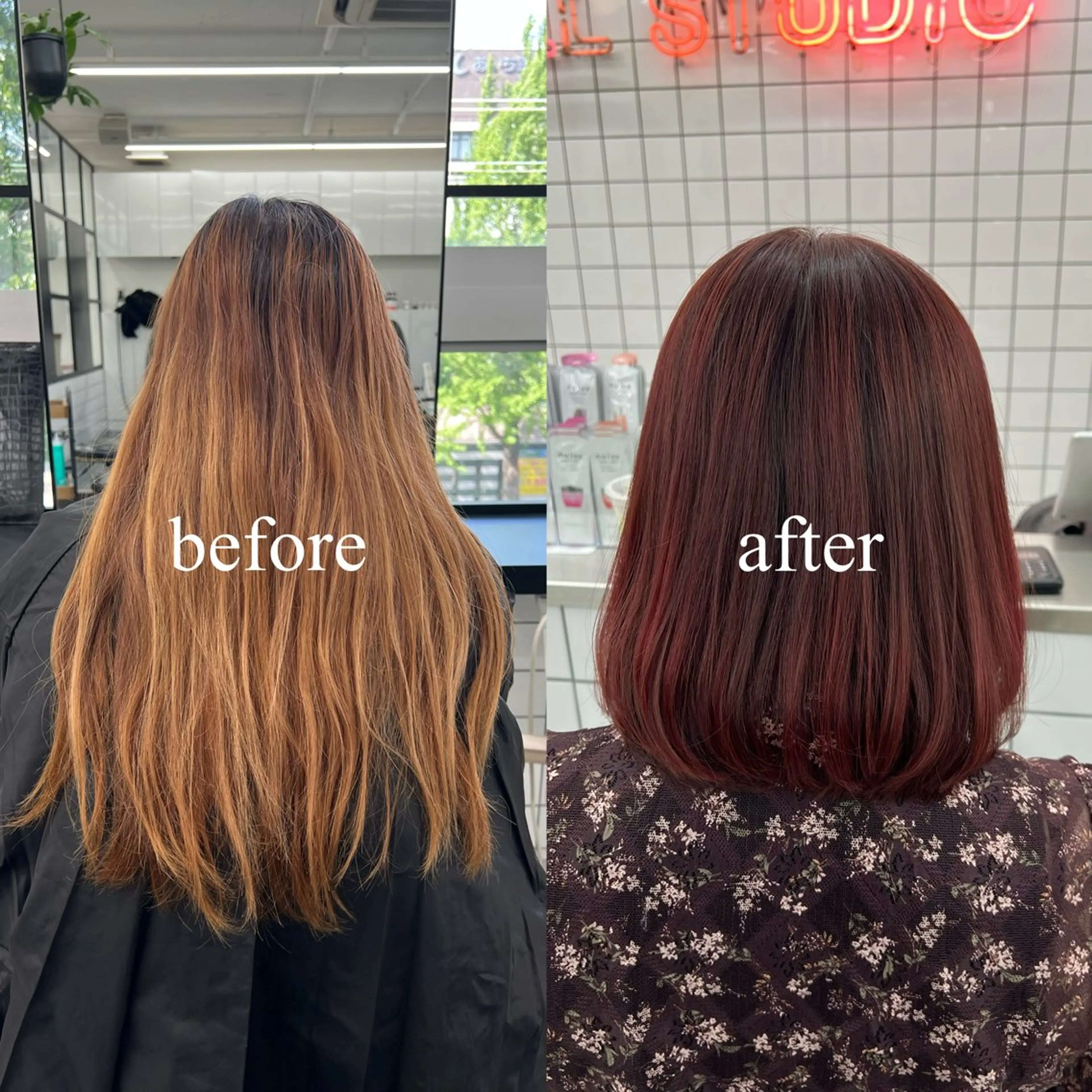 ミディアム カラー 切りっぱなしボブ ブラウンカラー レッドカラー レッドブラウン ボブ カット ヘアカラー 🌷︎あすか🌷 JILLSTUDIOのヘアスタイル