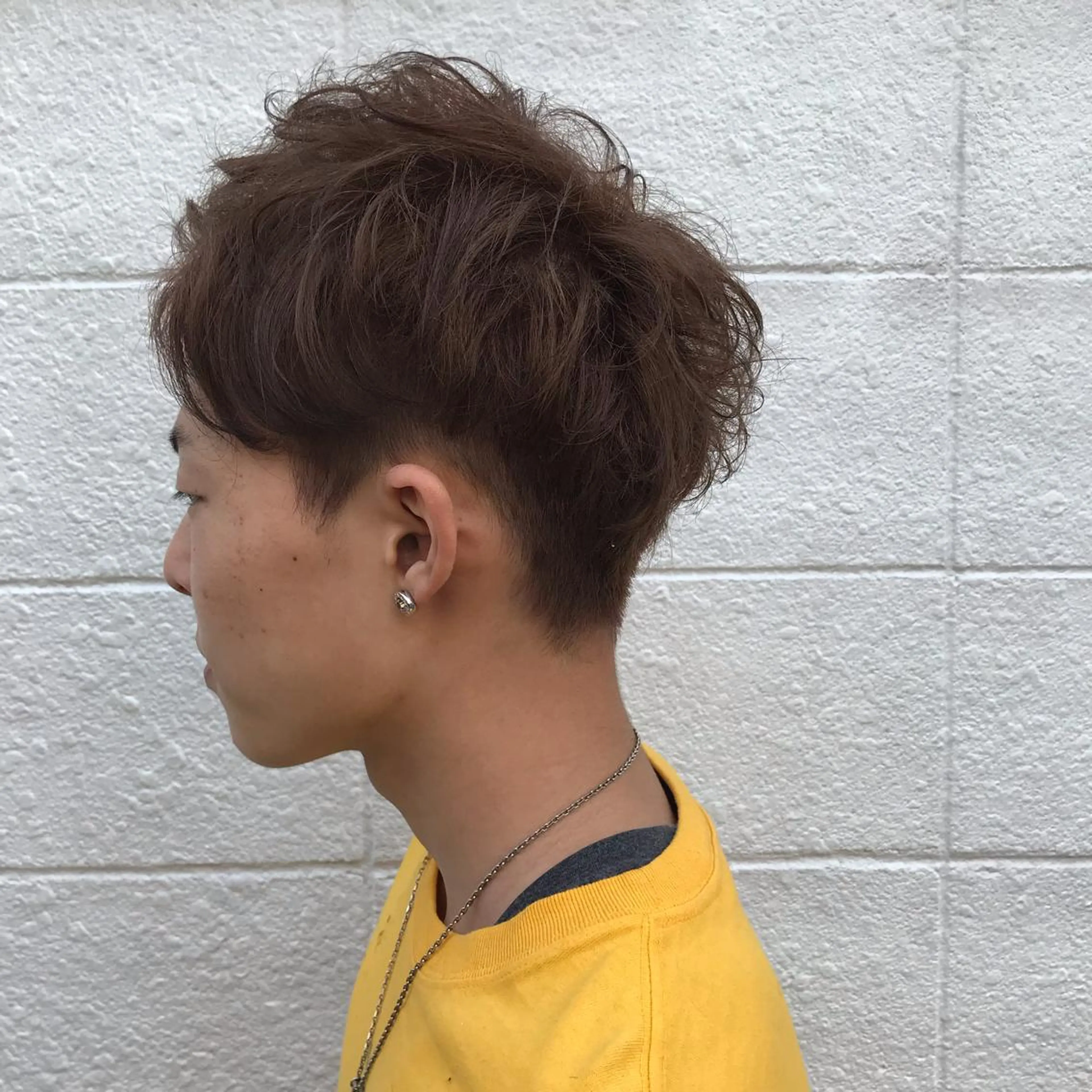 ショート カラー パーマ メンズ メンズパーマ アッシュ ミルクティーアッシュ ニュアンスパーマ/ レイヤー/茶屋町のヘアスタイル