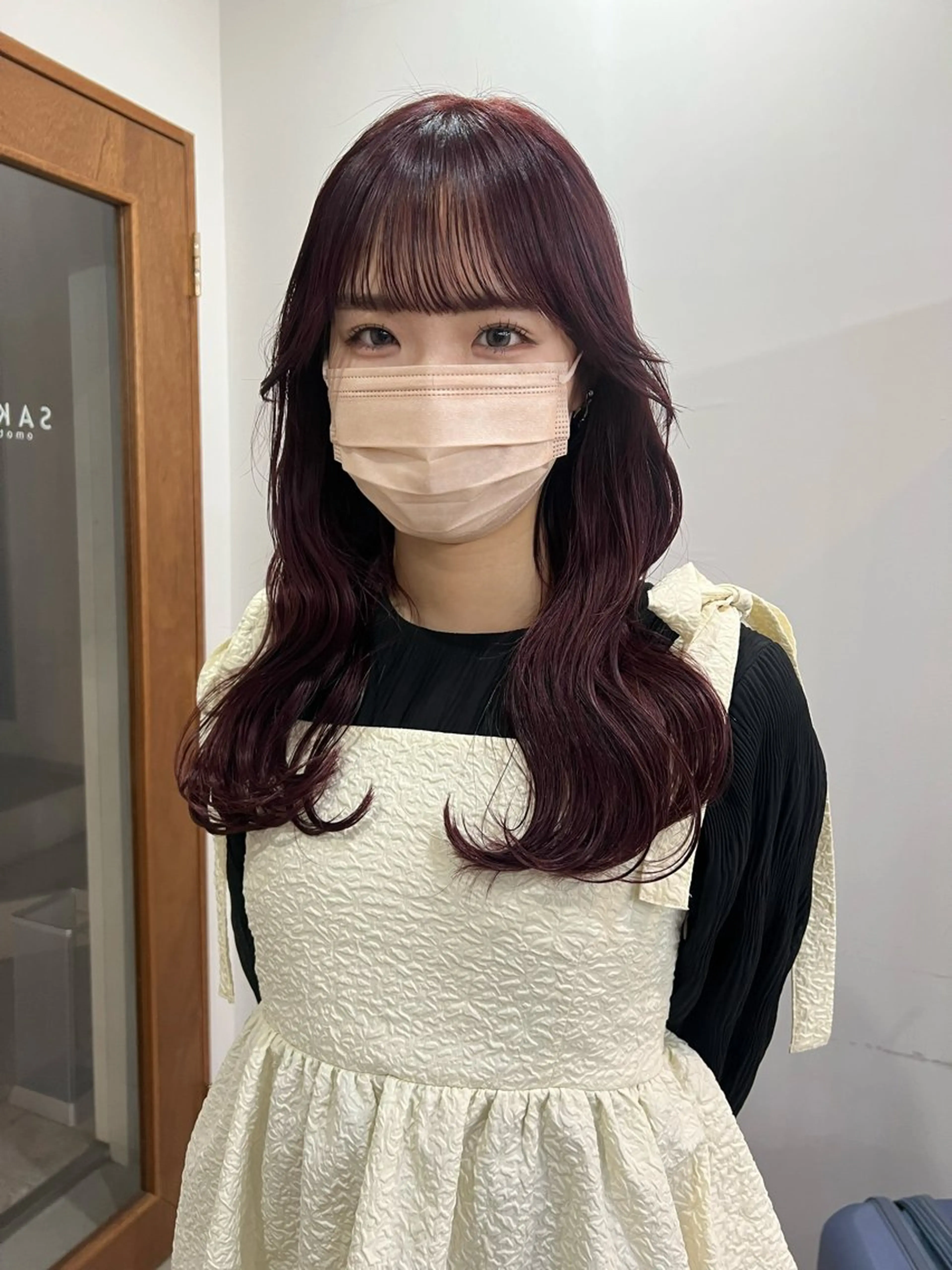 セミロング カラー ブリーチ ダブルカラー ブリーチなしカラー ピンクカラー 切りっぱなしボブ/ ブリーチカラー/大塚のヘアスタイル