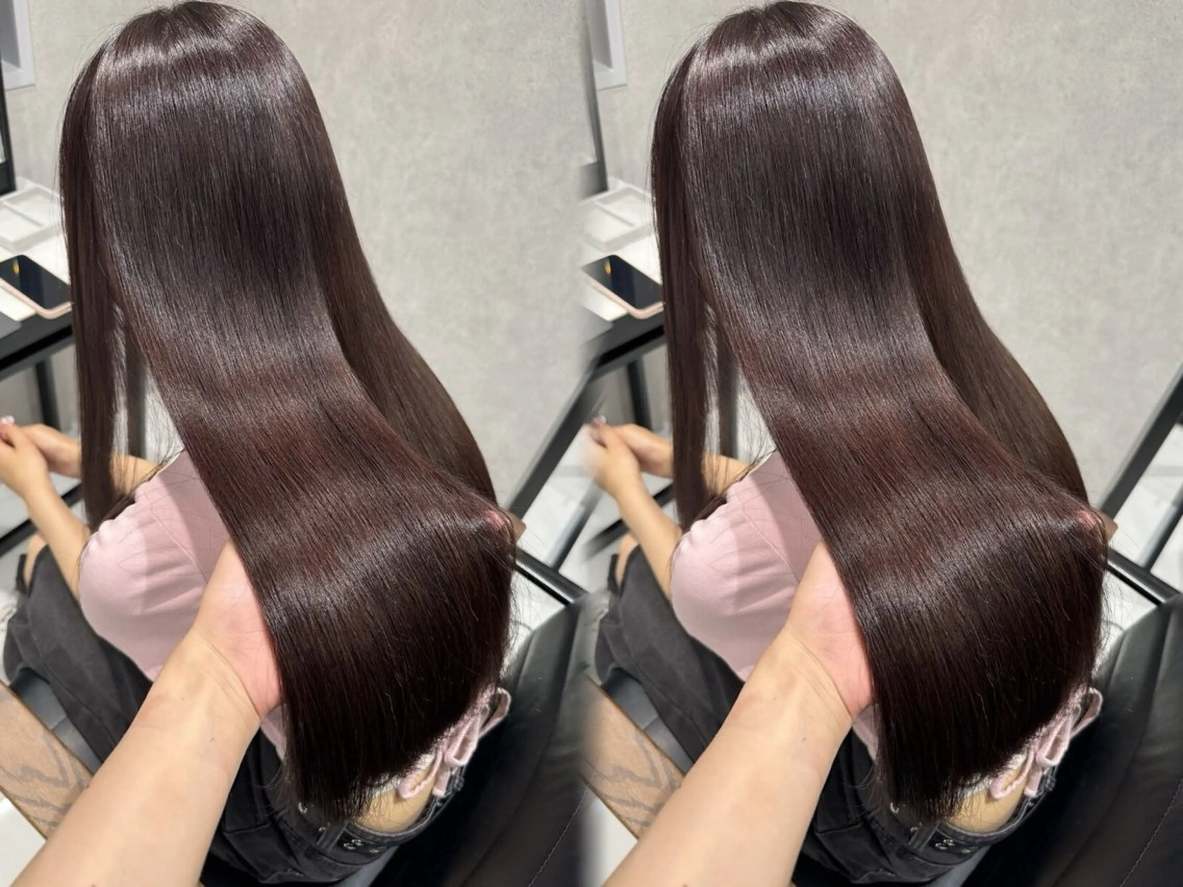 ロング 縮毛矯正 トリートメント 透明感グレージュ/ 縮毛矯正/静岡のヘアスタイル