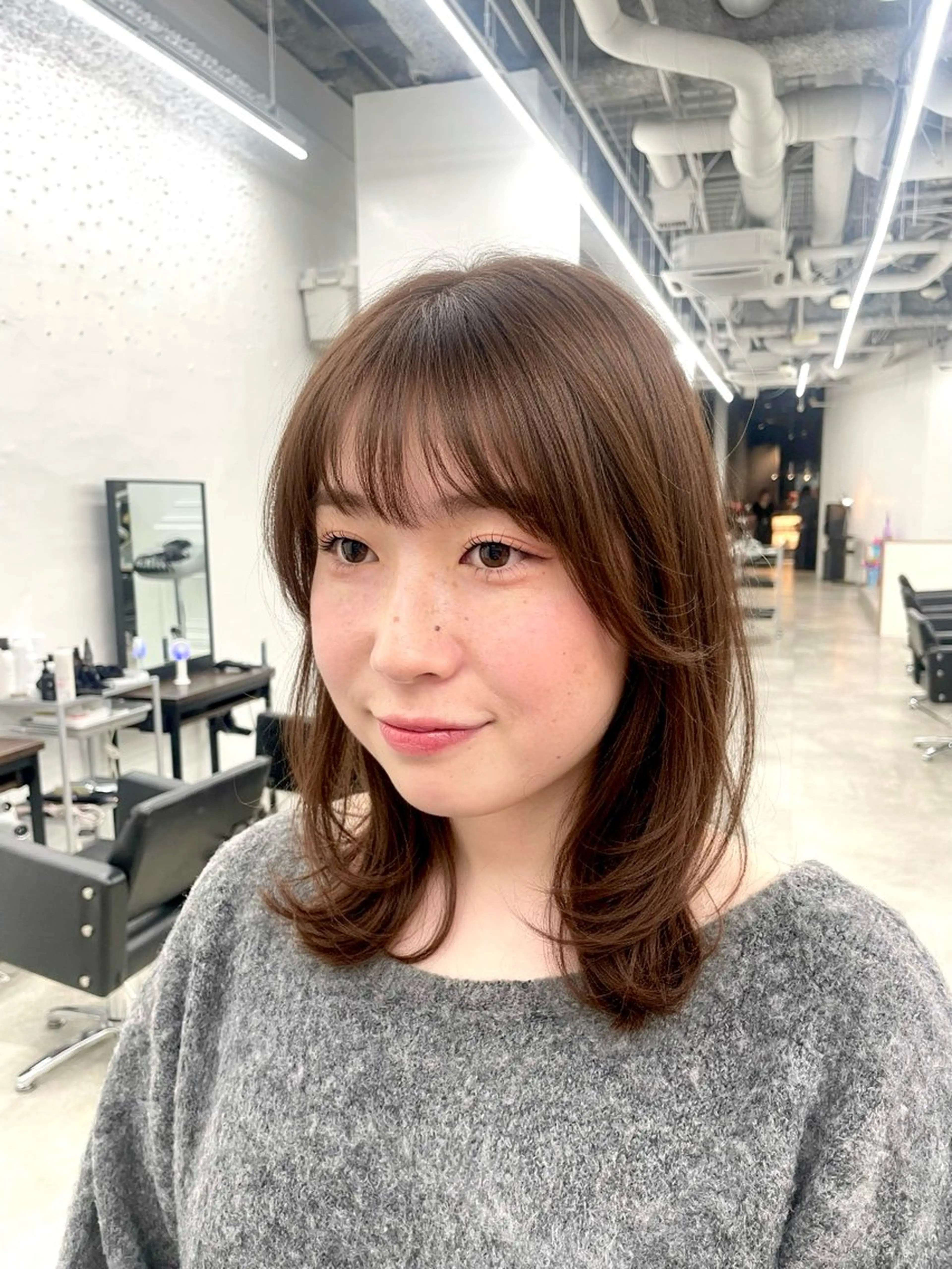 ミディアム カラー パーマ カット ヘアカラー トリートメント 髪質改善/縮毛矯正/ 透明感🩵NANAのヘアスタイル