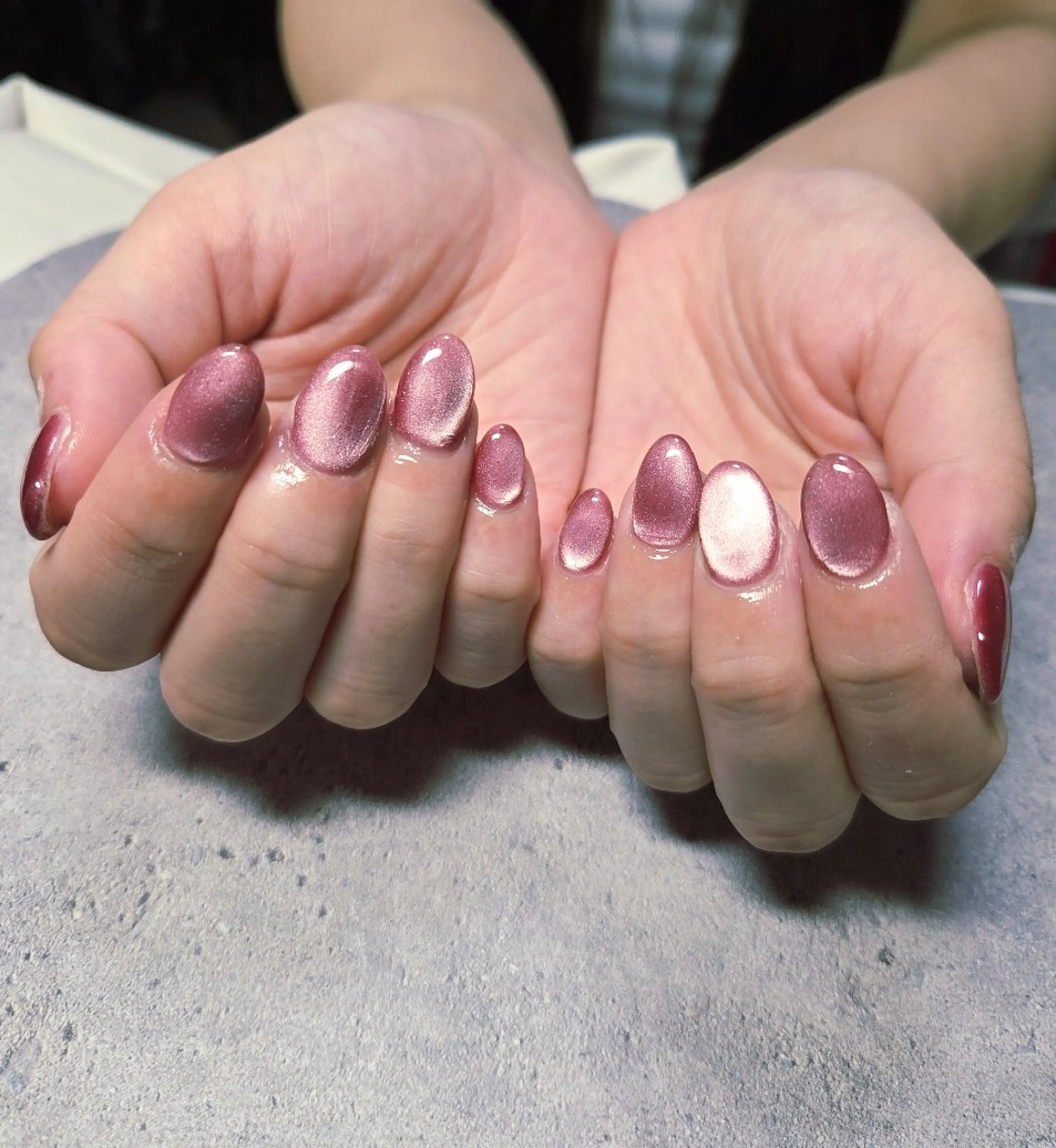 ネイル アートネイル ハート キラキラネイル マグネットネイル ビー玉ネイル ハンドネイル flure de neige yukiのネイルデザイン