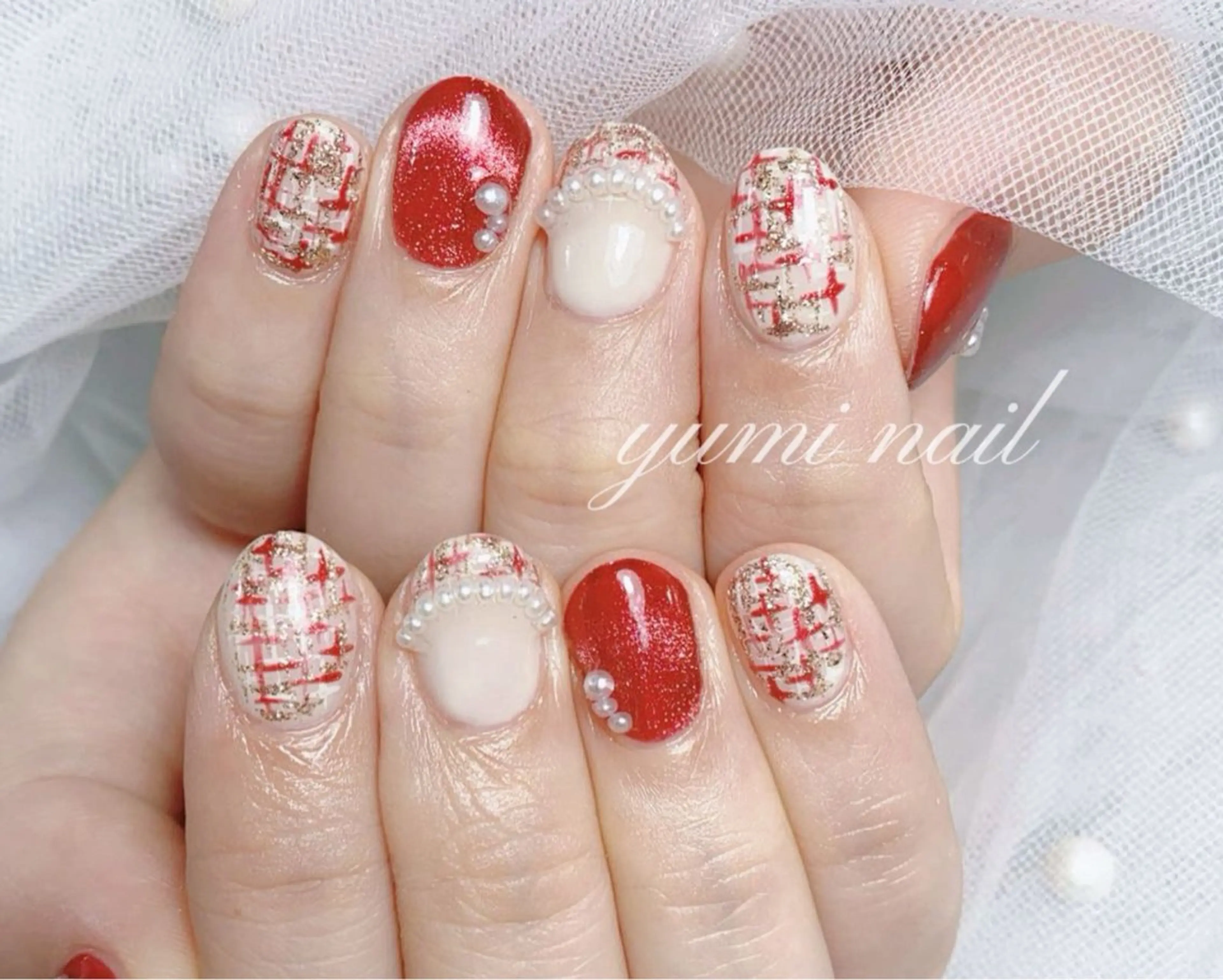 ネイル shineジェル& チップ長さだしのネイルデザイン