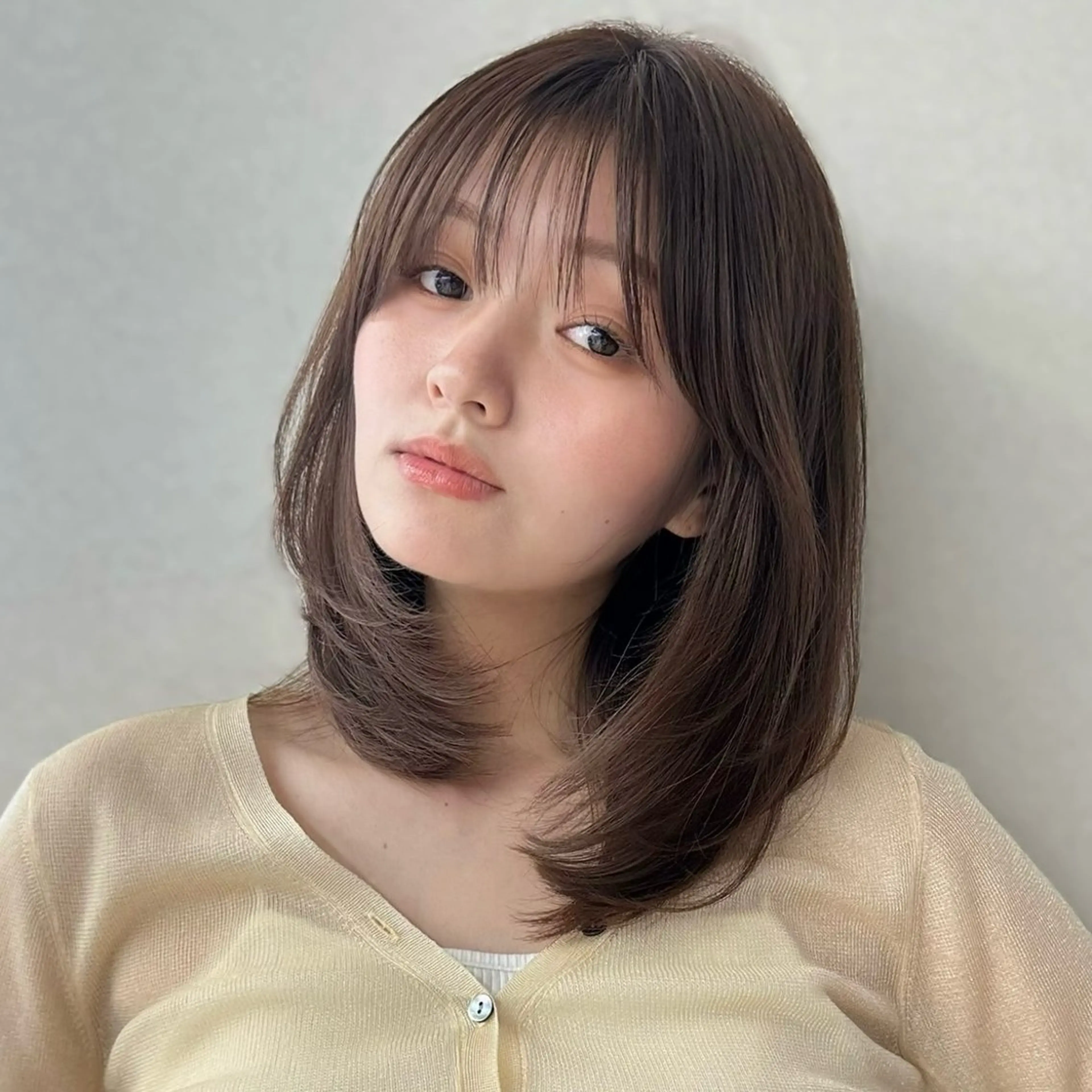 ミディアム カラー 🫧ボブカットモデル 韓国透明感カラー🫧のヘアスタイル