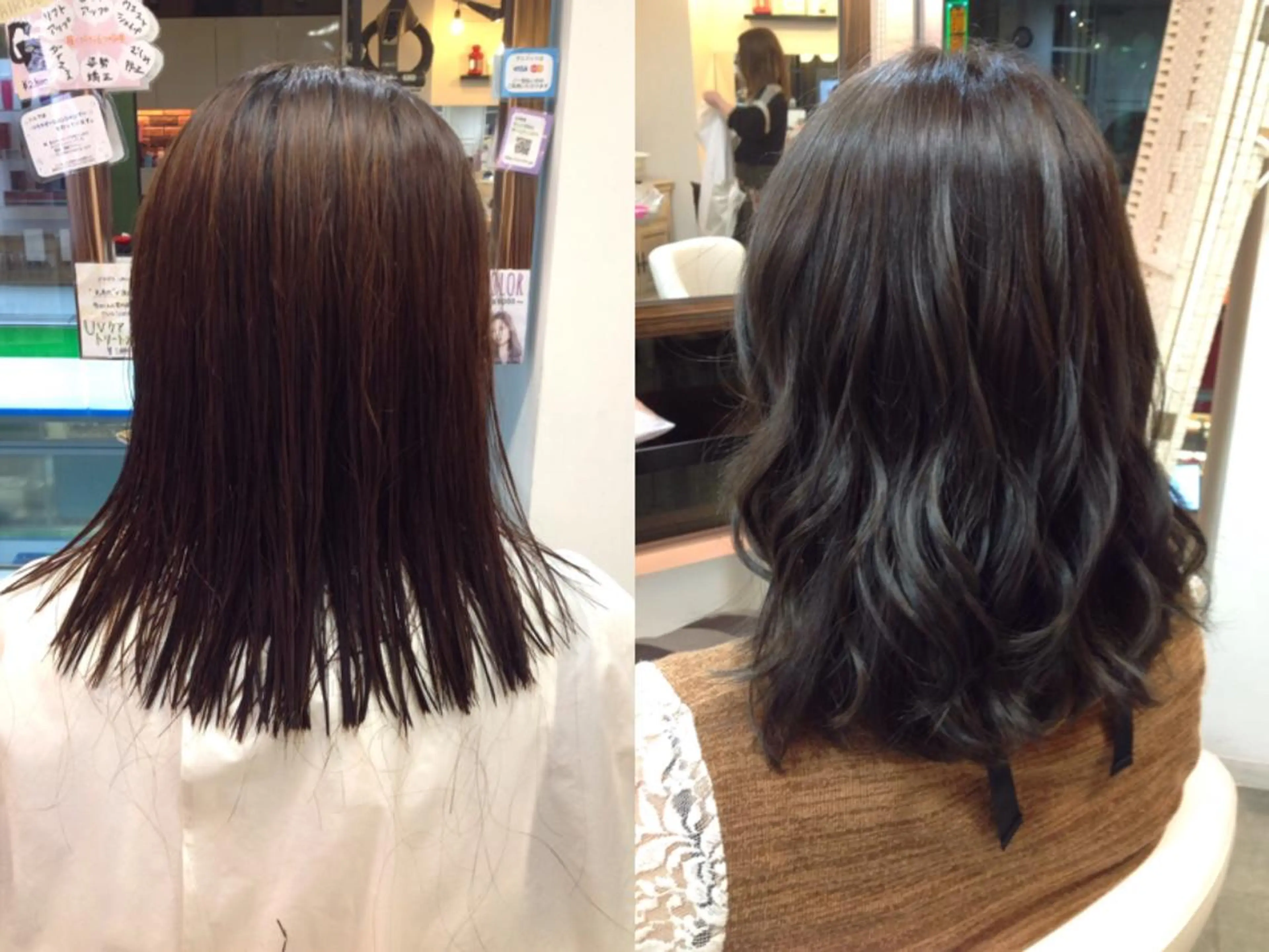 セミロング カラー ブルーカラー ブルージュ オレンジ 榎園 由美のヘアスタイル