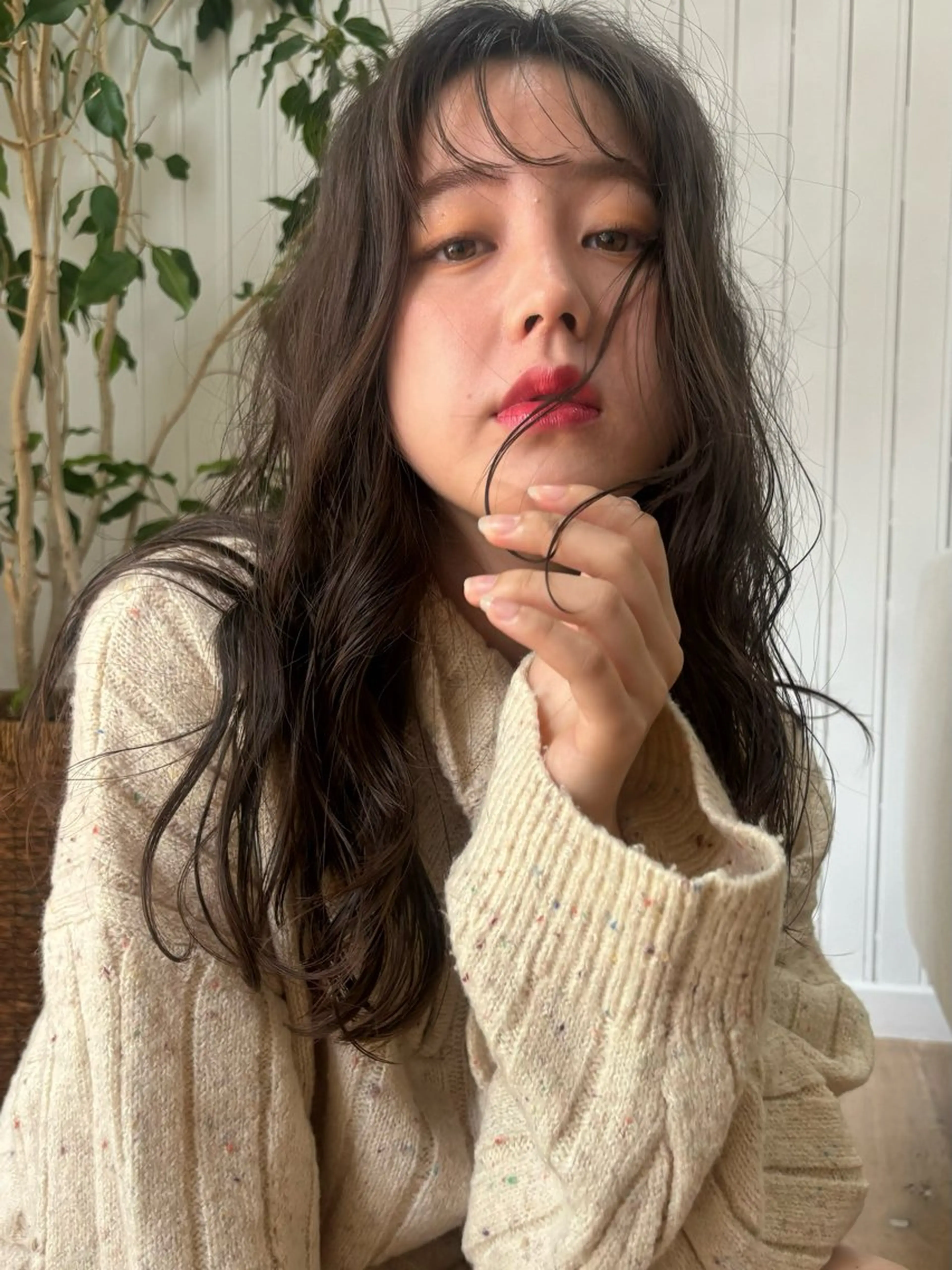 ロング カラー ブラウンカラー オリーブブラウン 顔周りカット レイヤーカット カット ヘアカラー トリートメント 暖色/艶カラー🍑☆ /杉村夏希のヘアスタイル