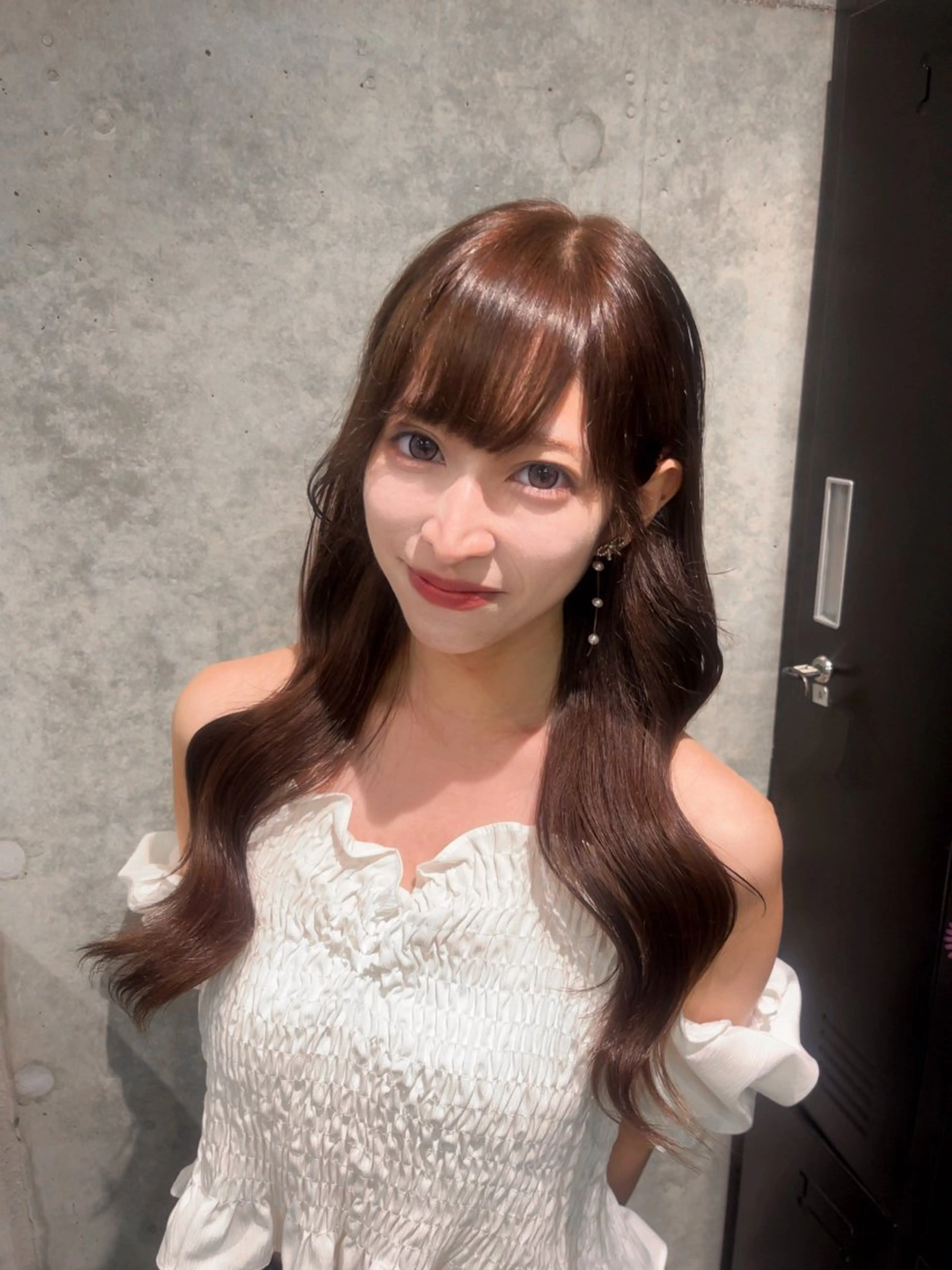 ロング カラー ブラウンカラー ココアブラウン ヘアカラー 艶暖色カラー🍒 縮毛矯正ほののヘアスタイル