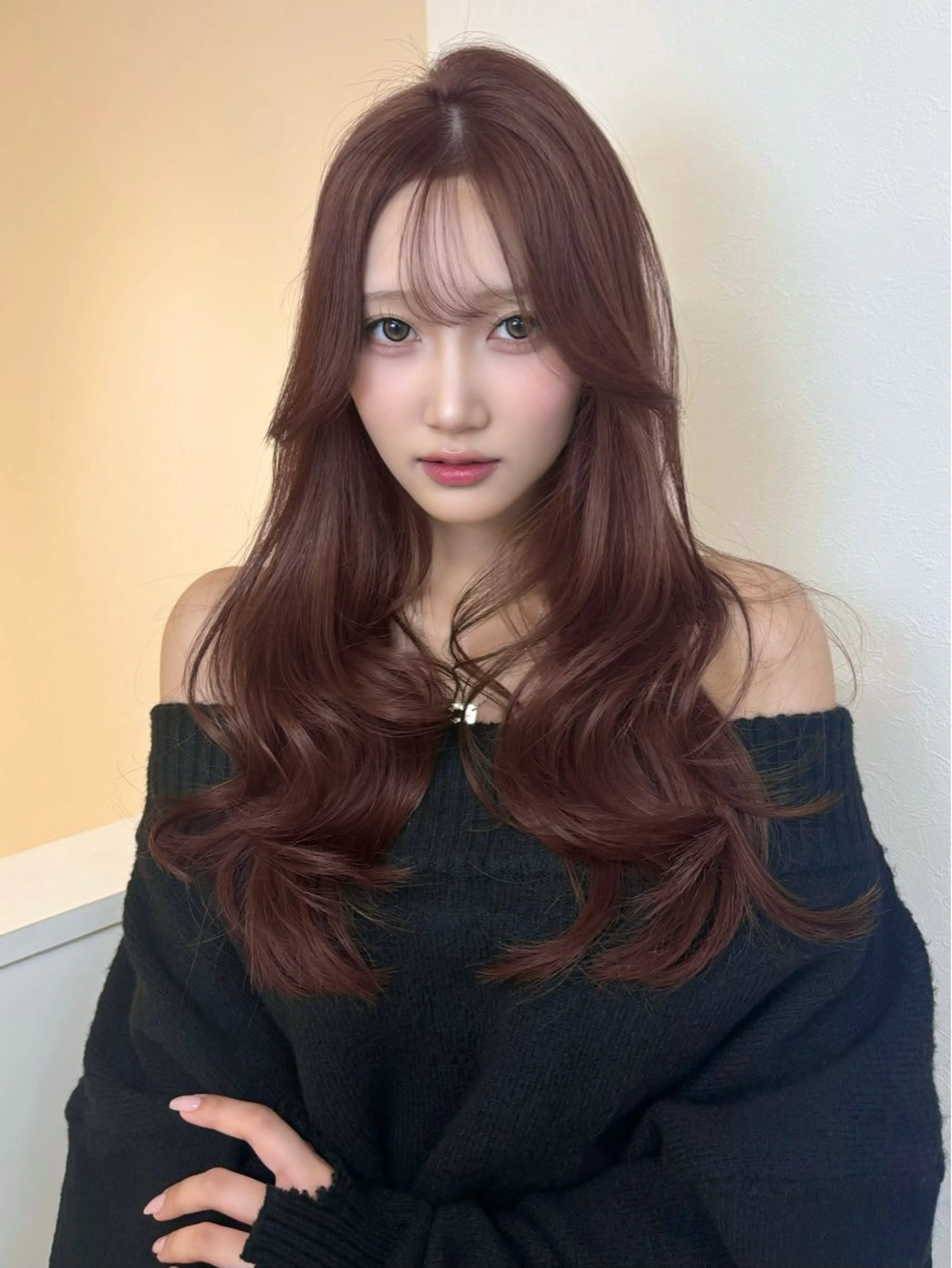 ロング カラー ヘアアレンジ ブラウンカラー 透明感カラー ラベンダーカラー 顔周りカット レイヤーカット momo /レイヤー/暖色のヘアスタイル