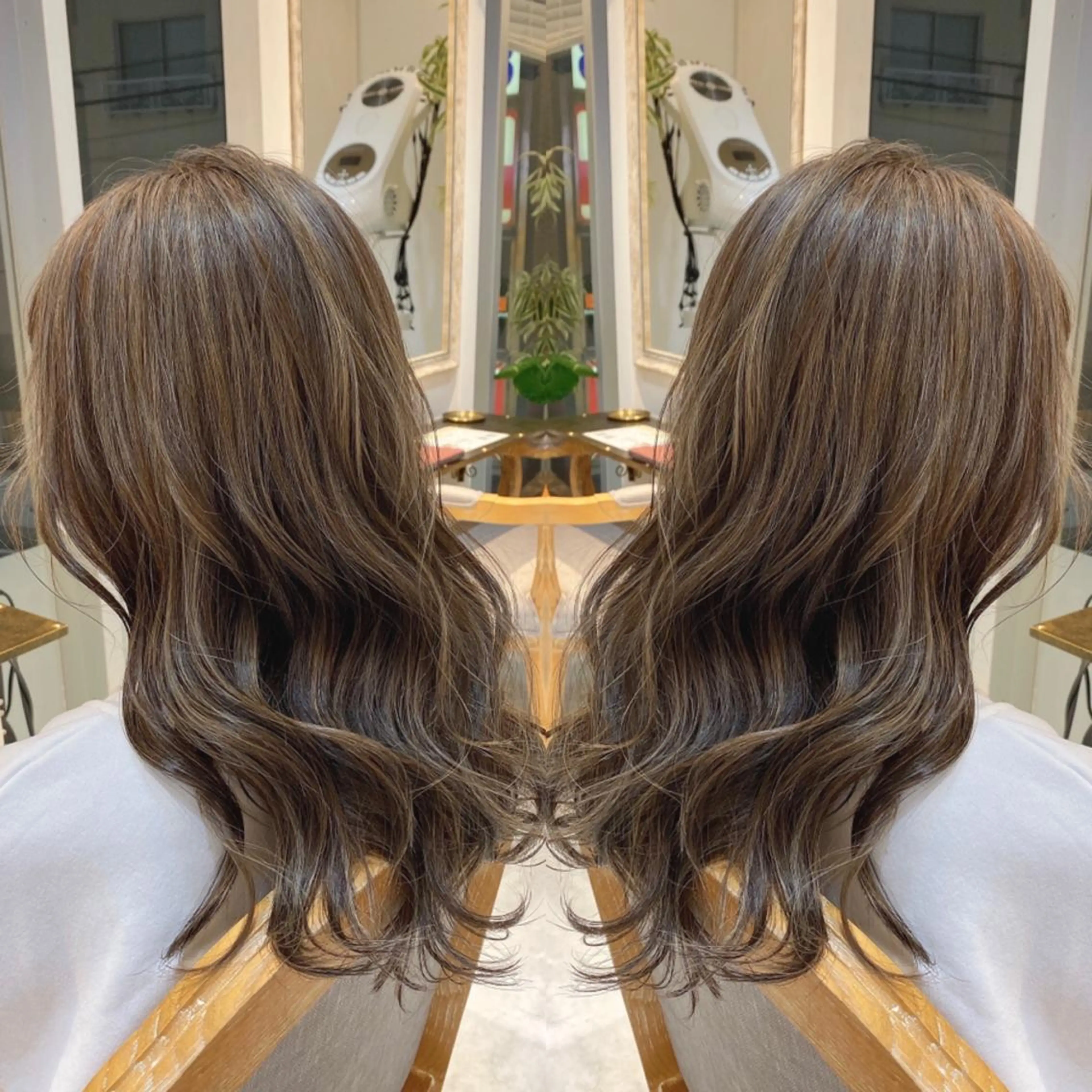 セミロング カラー モテ前髪 タゴメ シンヤのヘアスタイル
