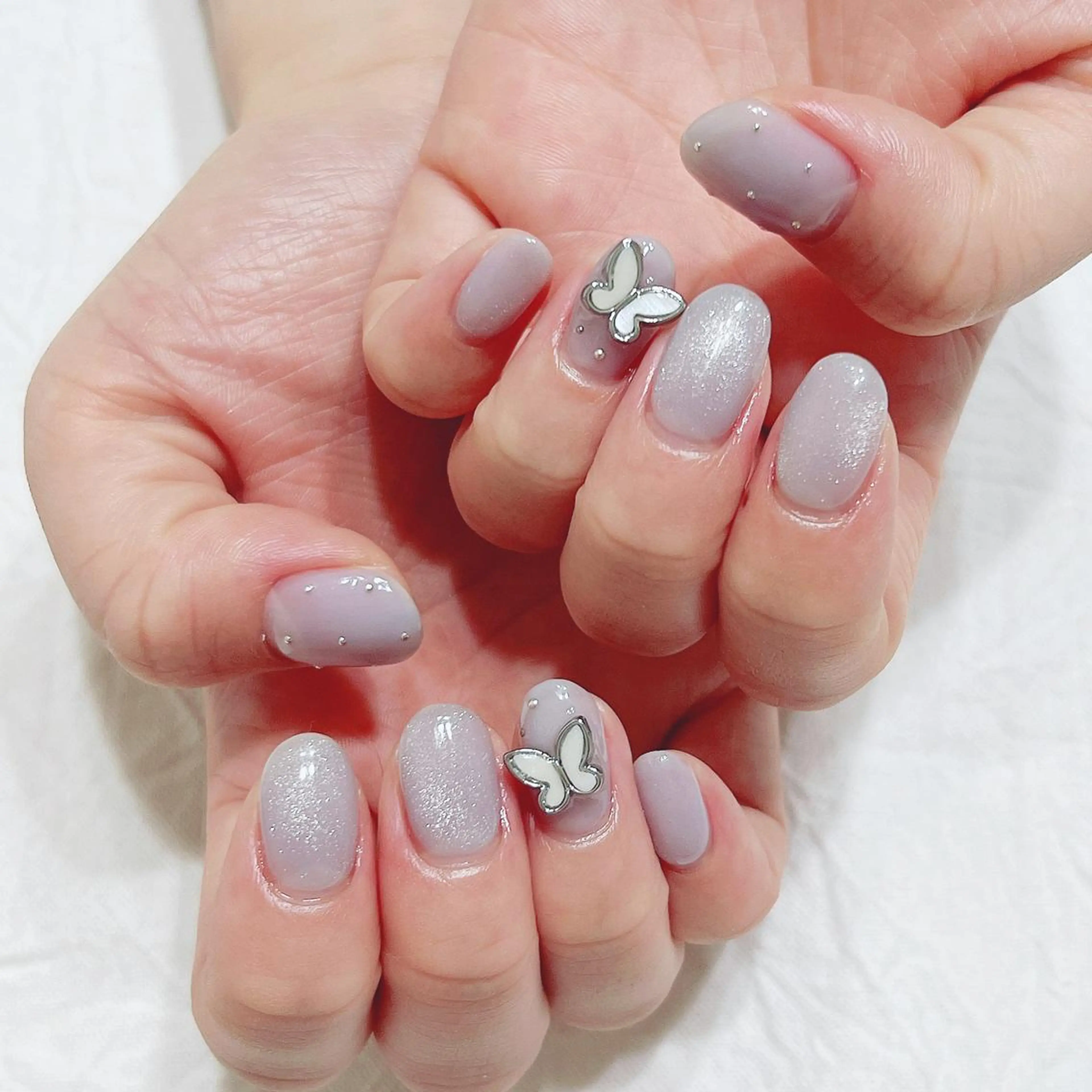 ネイル ブルー マグネットネイル シルバー ハンドネイル peaberry nailのネイルデザイン