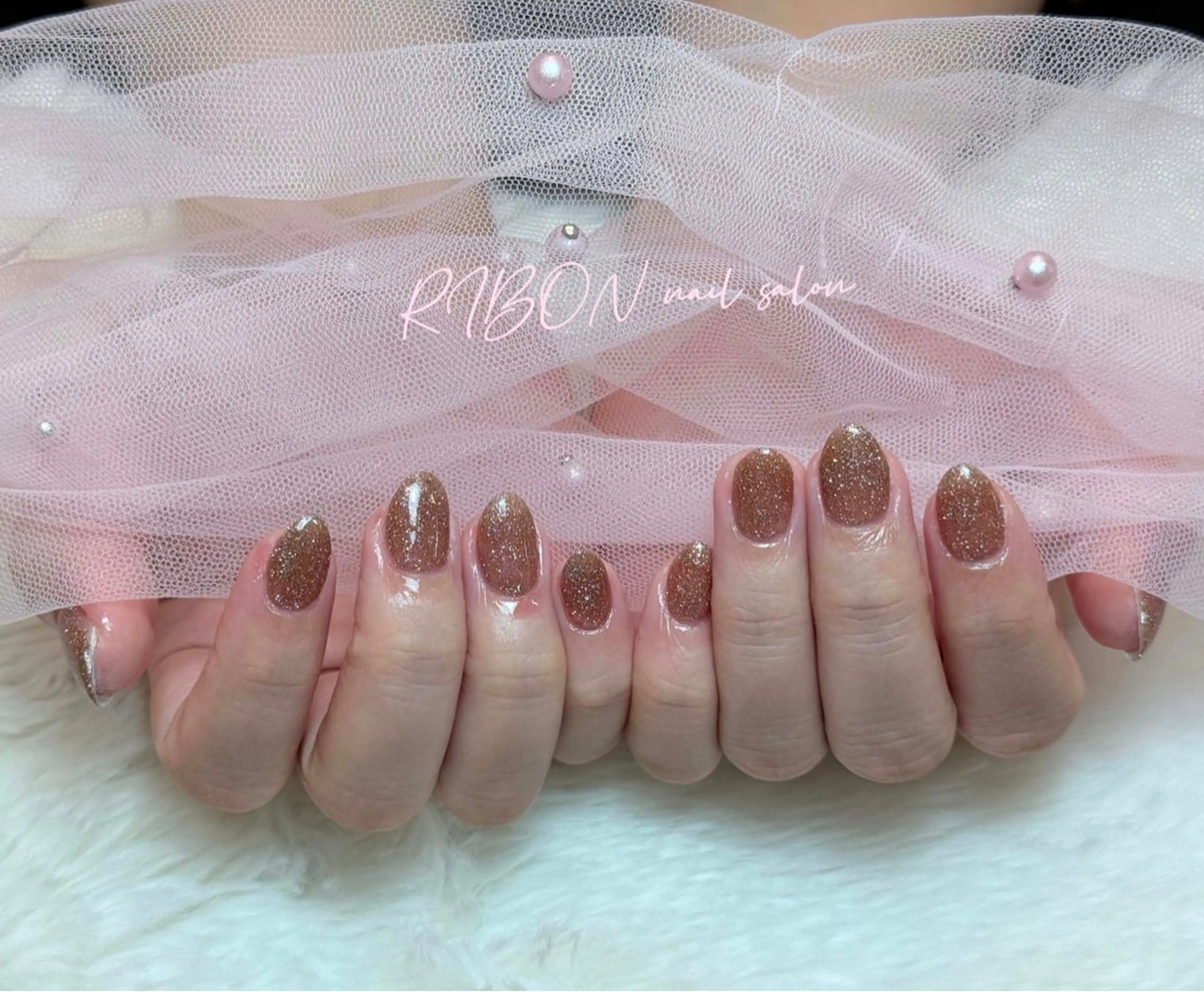 ネイル チークネイル 長さ出し フレンチネイル ジェルネイル グラデーション ハンドネイル RIBON nail 高田馬場のネイルデザイン