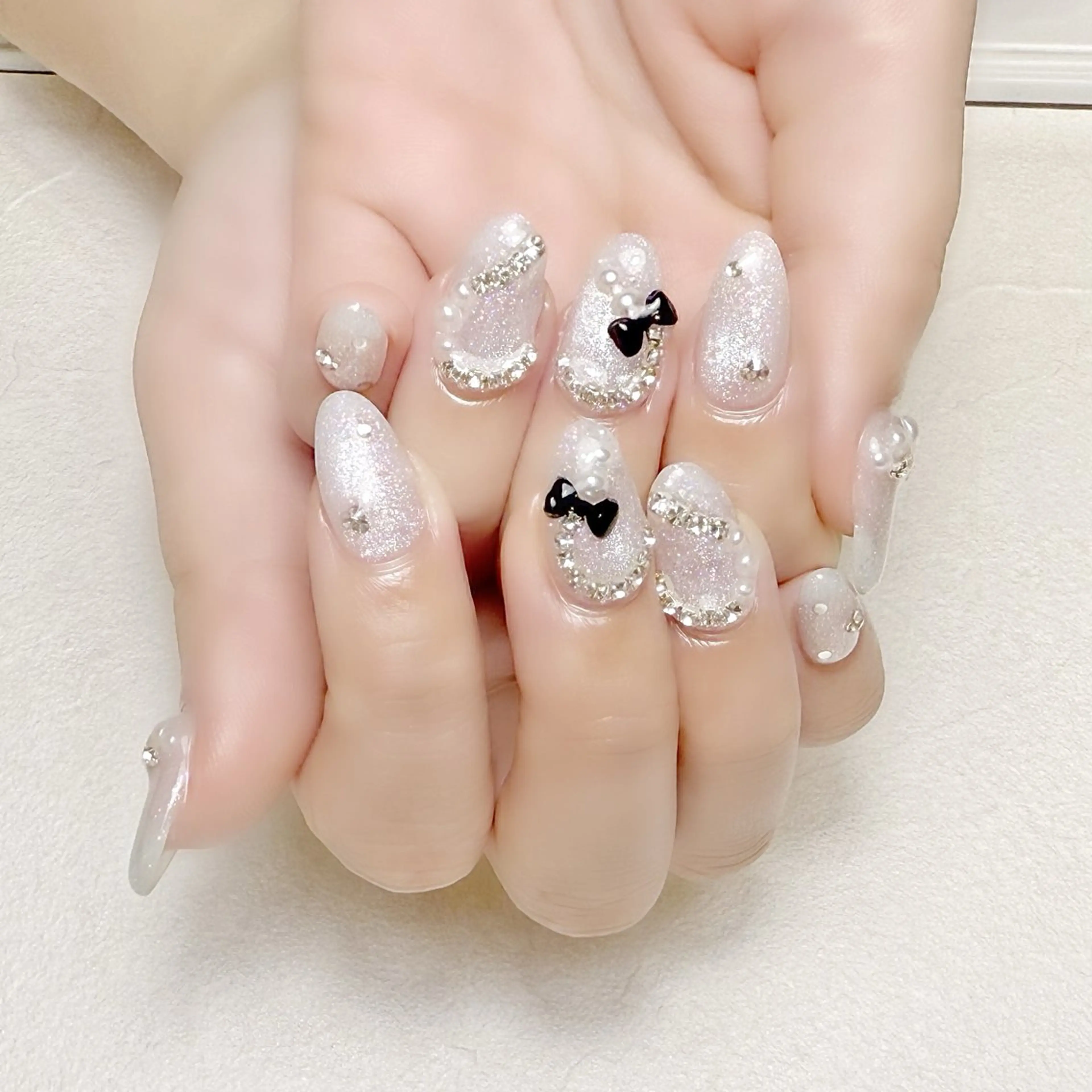 ネイル ハート ラメ(グリッター) マグネットネイル リボン 春ネイル rouse nail RISATOのネイルデザイン