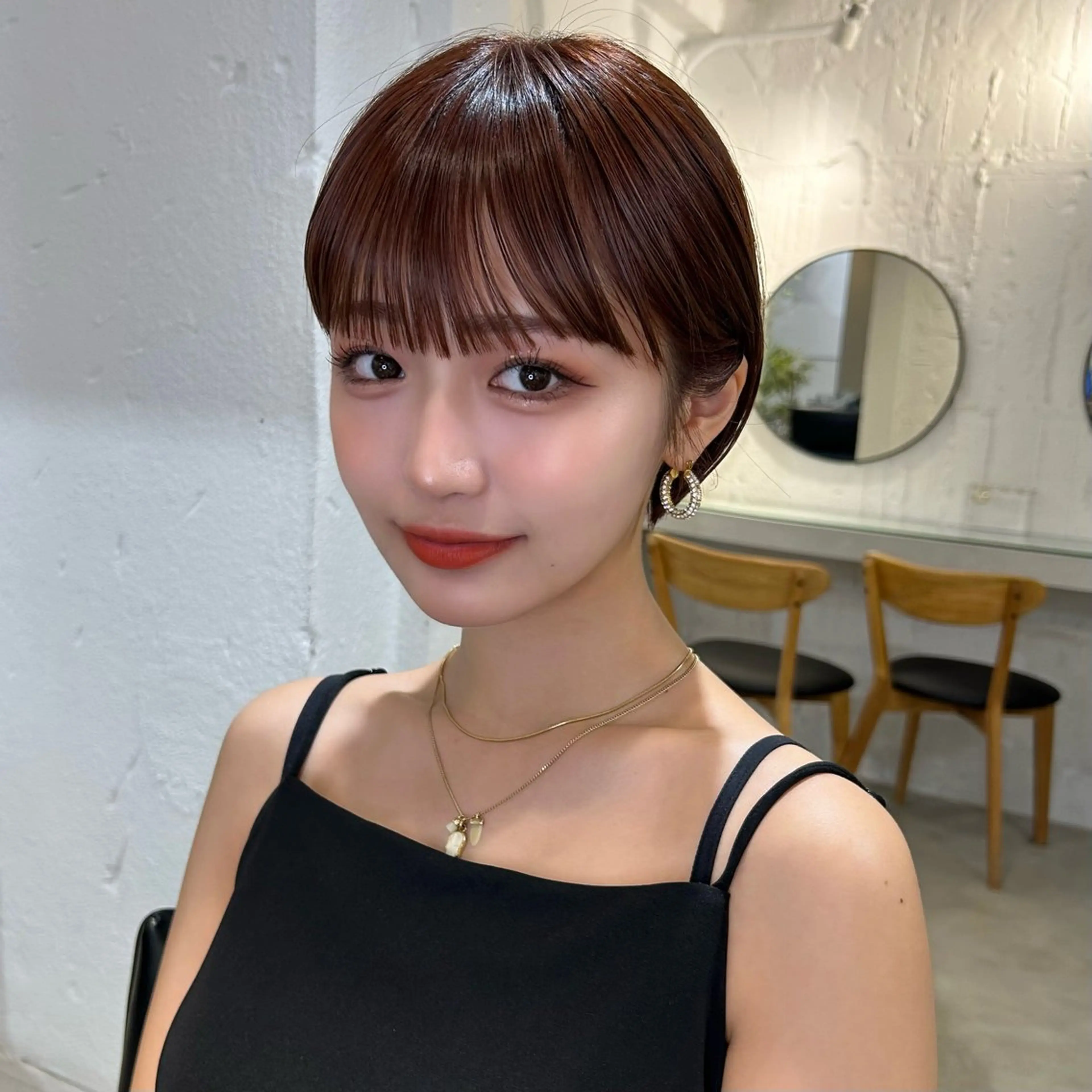 ミディアム カラー ブラウンカラー ❤️ショートカット ・顔周りカット❤️のヘアスタイル