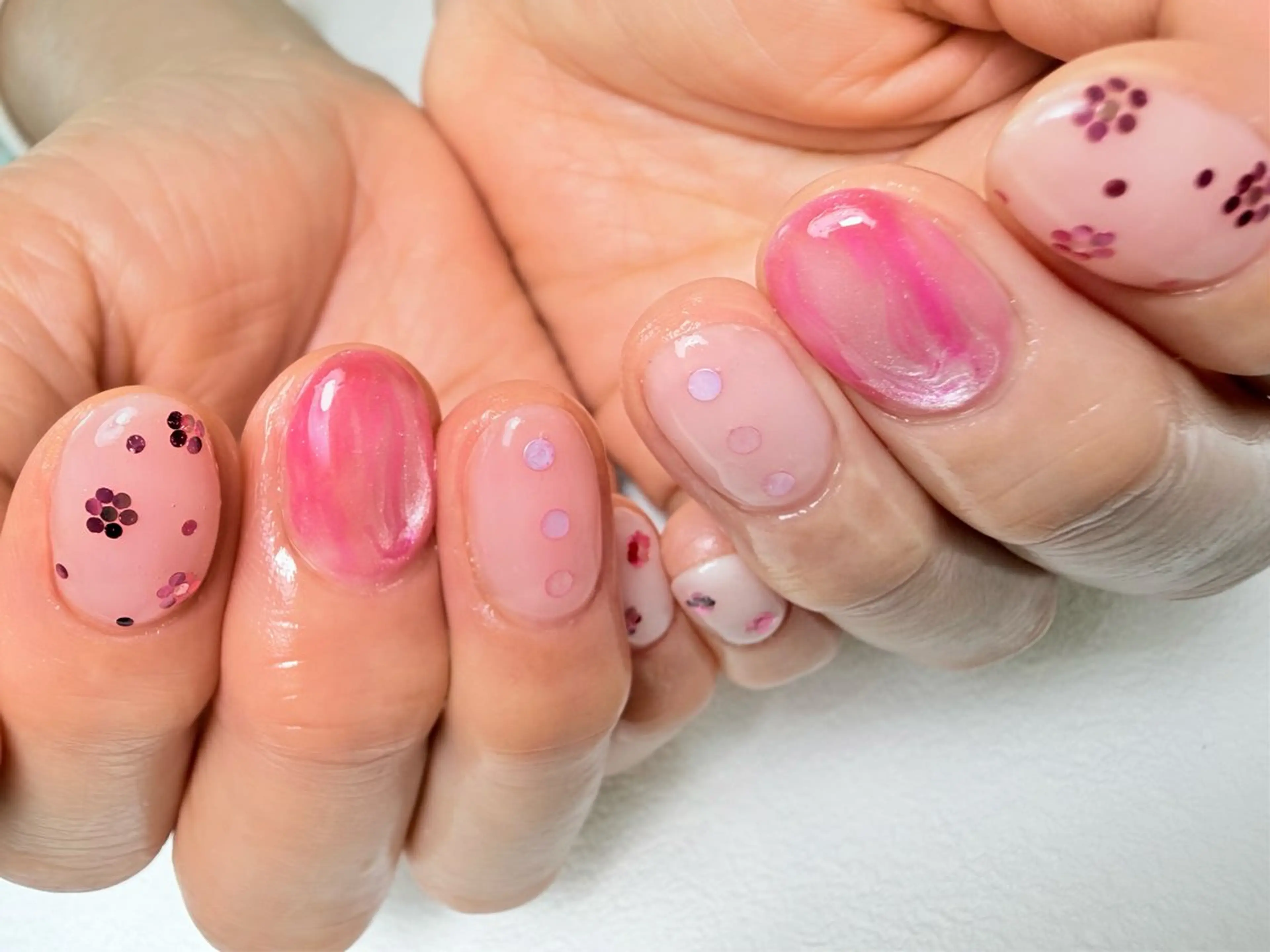 ネイル 桜ネイル ニュアンスネイル ピンク 春ネイル cosmic nailのネイルデザイン