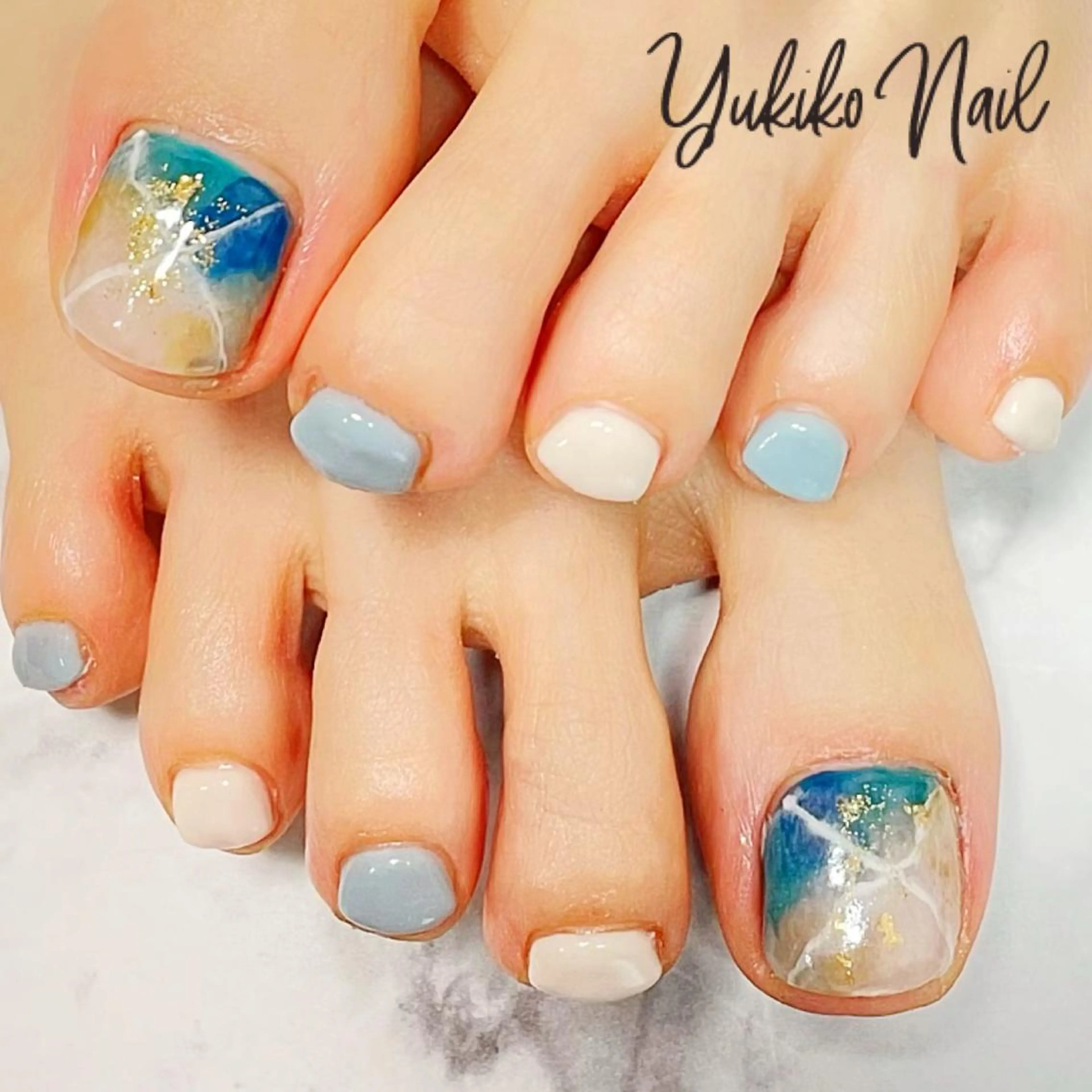 ネイル アートネイル フットネイル 大理石ネイル(マーブル) フットネイル ユキコ ネイルのネイルデザイン
