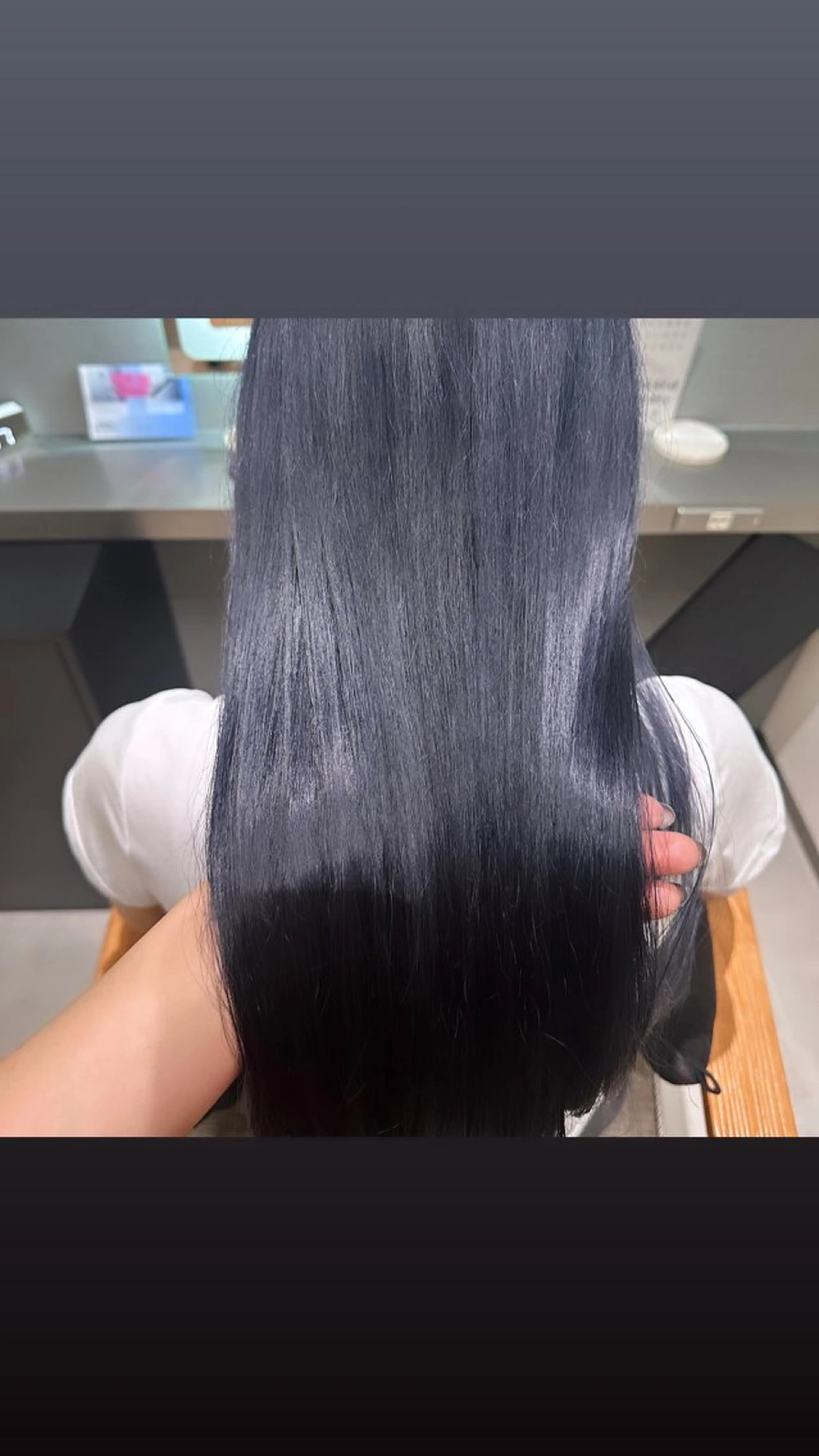 セミロング カラー ヘアアレンジ 黒髪 ブルーカラー ブルーブラック カット ヘアカラー トリートメント 🇰🇷韓国スタイル レイヤー/ayanaのヘアスタイル