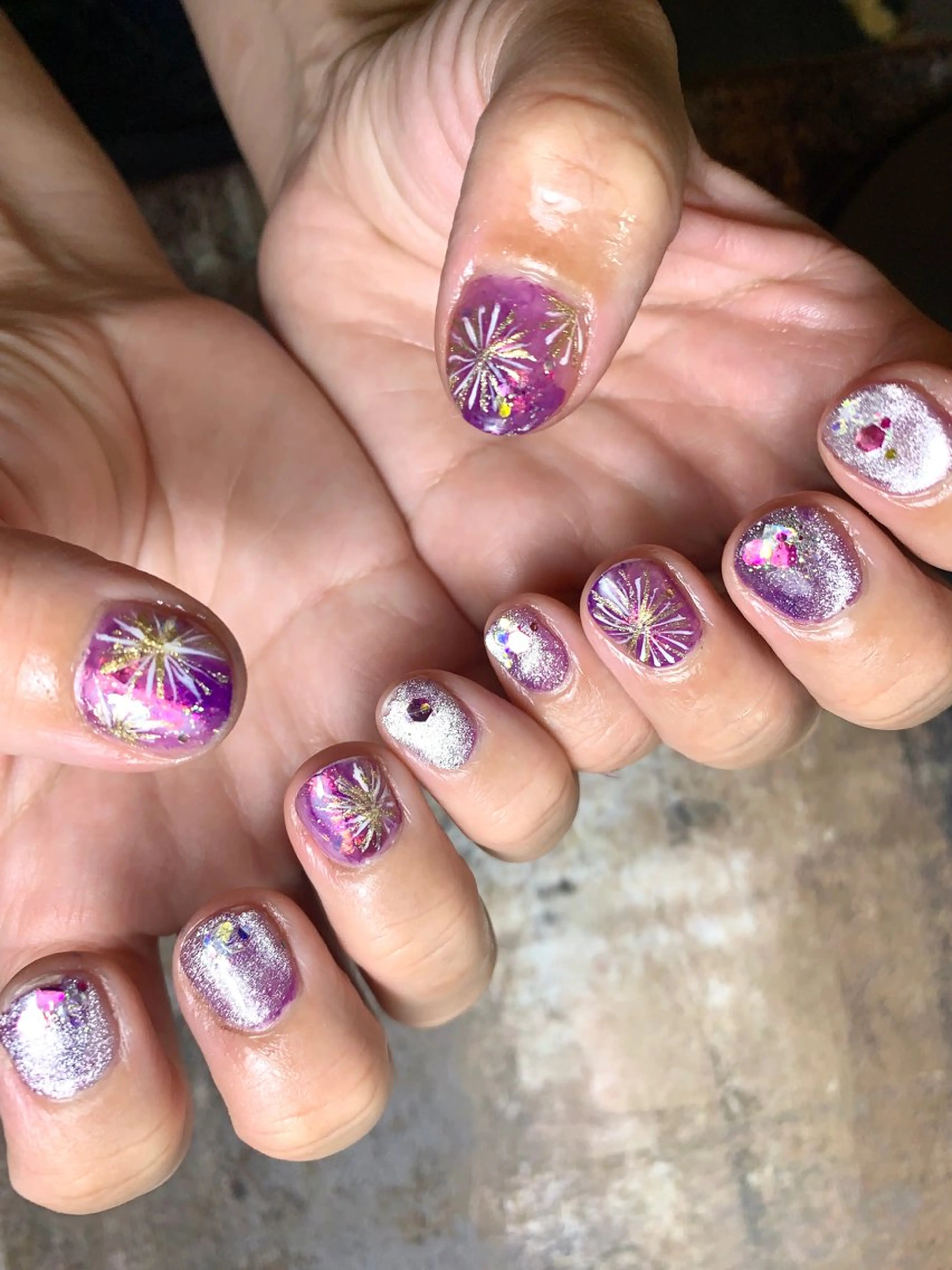 ネイル キラキラネイル ラメ(グリッター) 持ち込み 春ネイル 夏ネイル m mのネイルデザイン