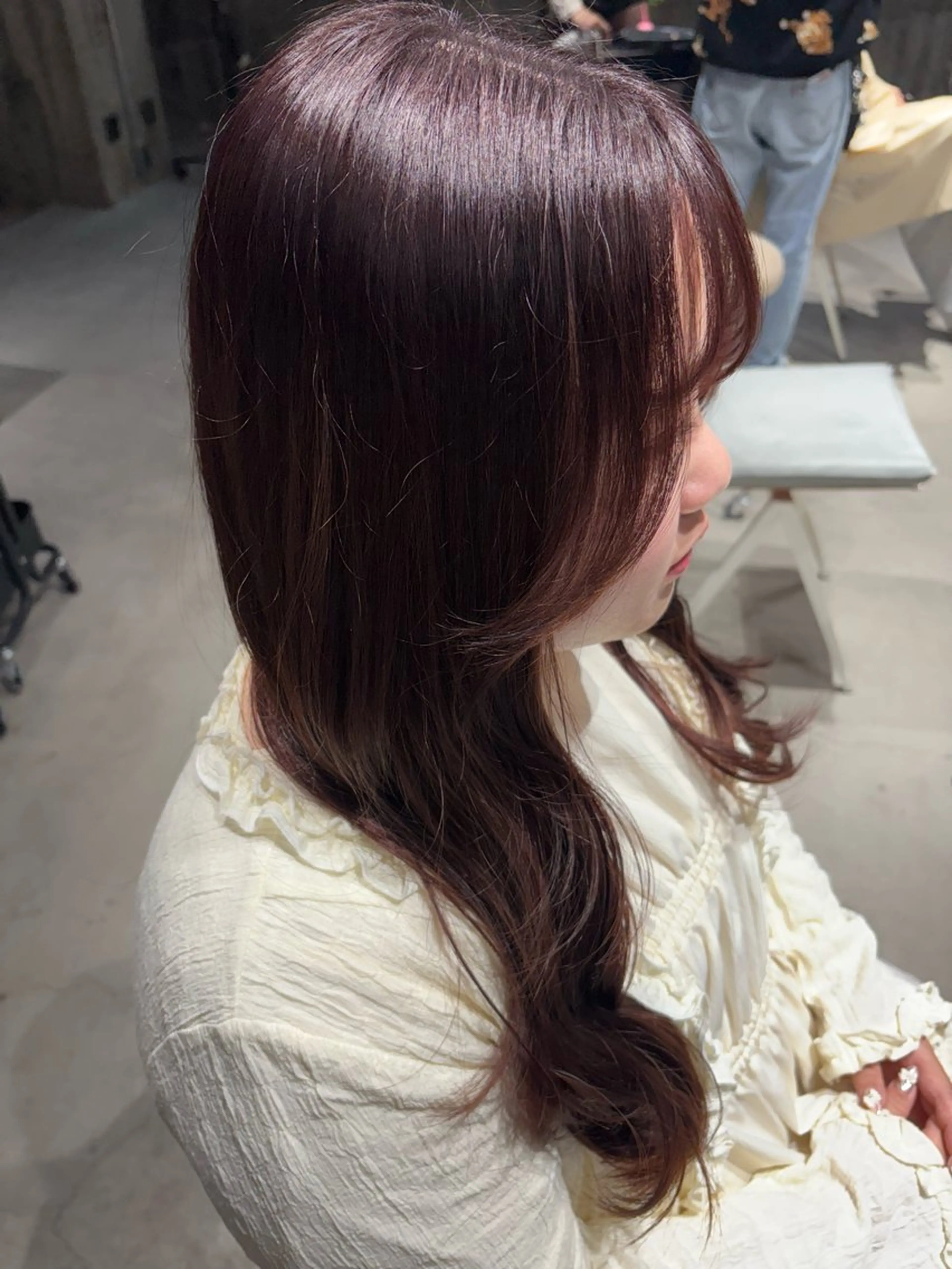 セミロング カラー ダブルカラー ラベンダーカラー ピンクカラー ピンクラベンダー ヘアカラー 玉置 七海のヘアスタイル