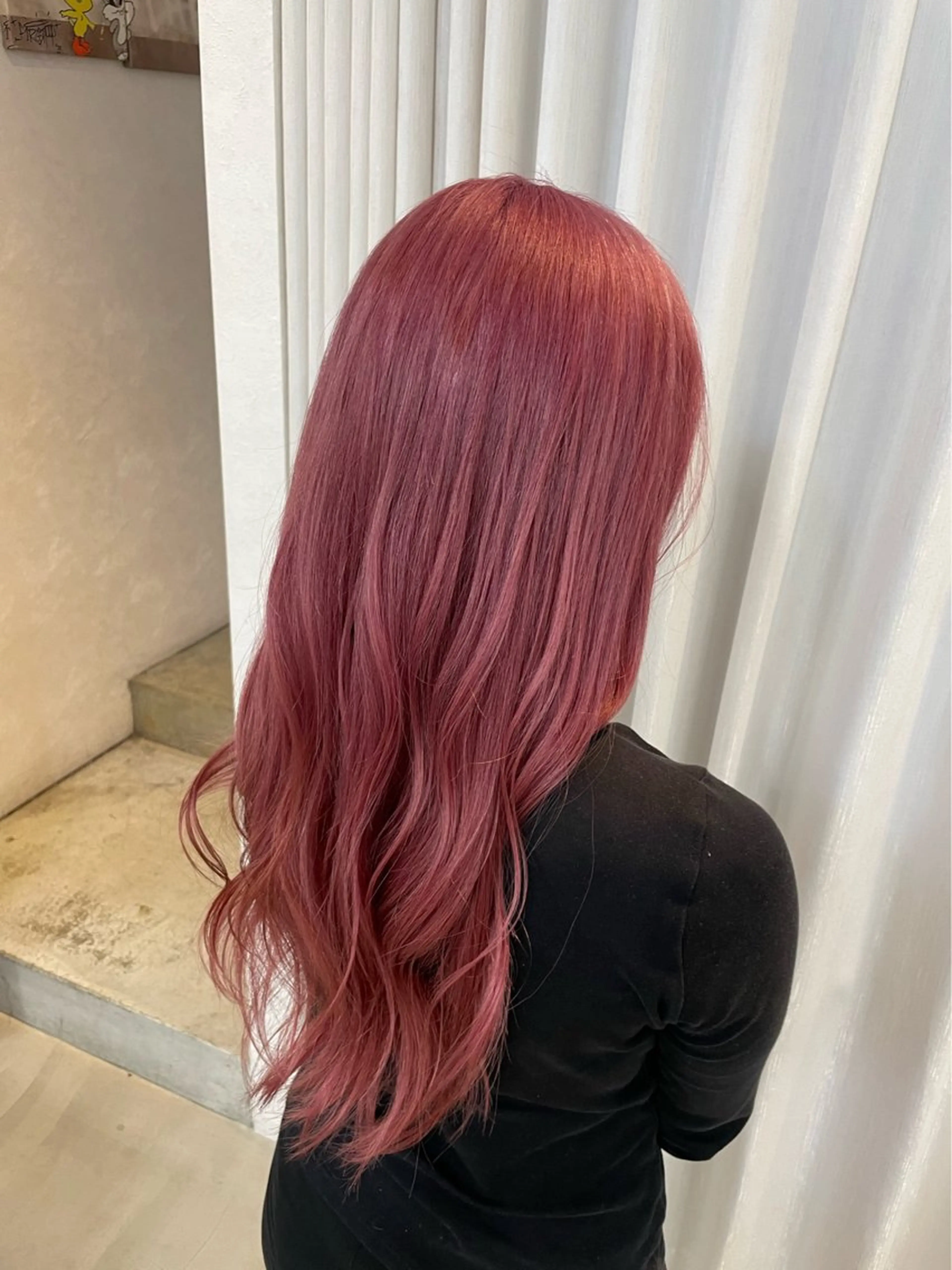 ロング カラー ピンクカラー ヘアカラー 安井まゆ _Box mico.のヘアスタイル